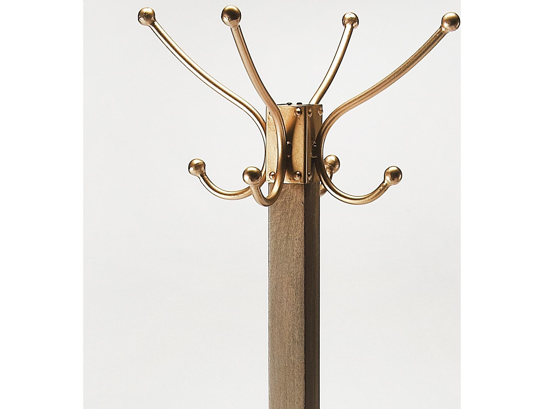 Butler Logan Square Antique Gold Coat Rack with Umbrella Holder