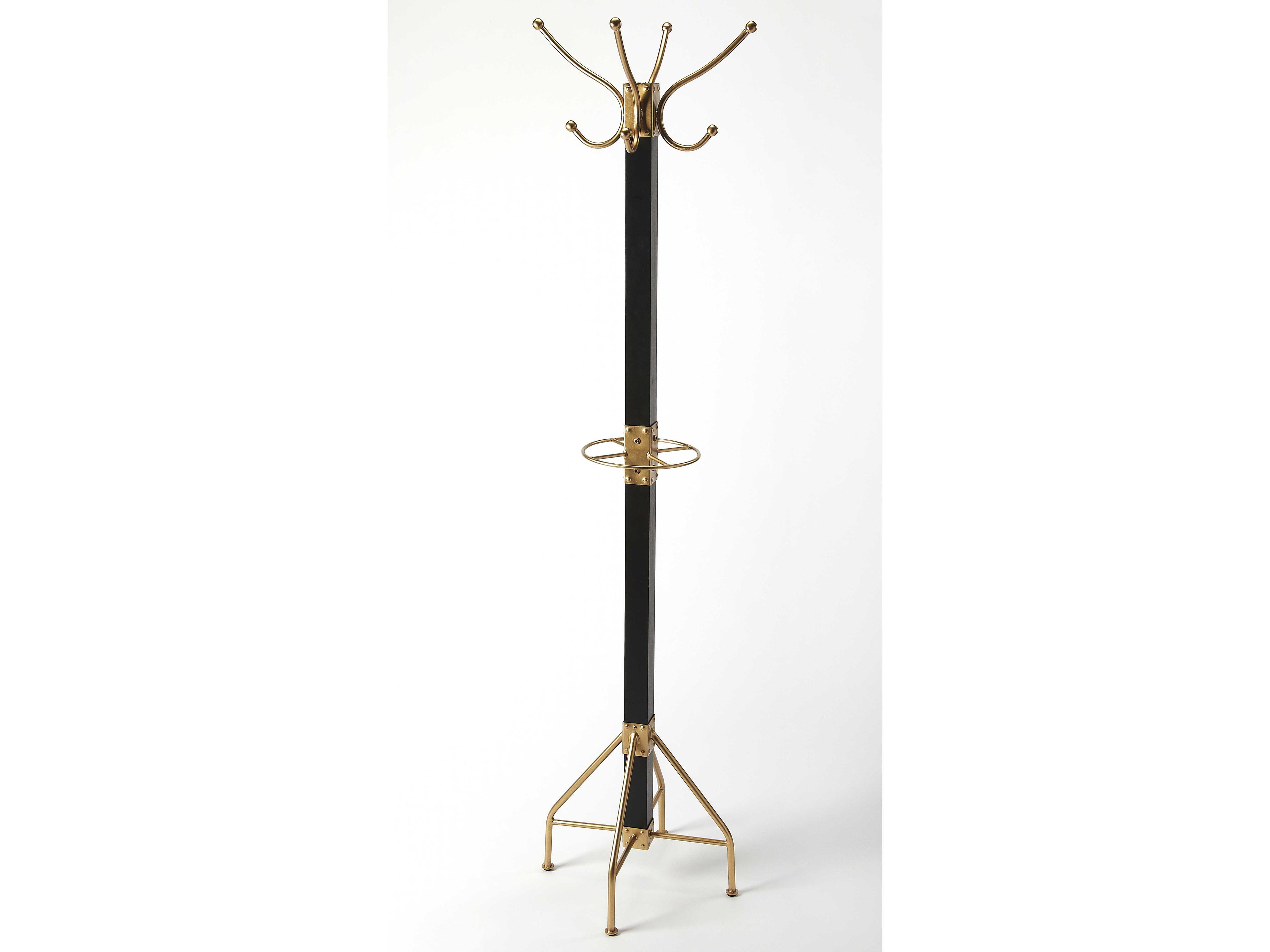 Butler Logan Square Rubbed Black Coat Rack with Umbrella Holder