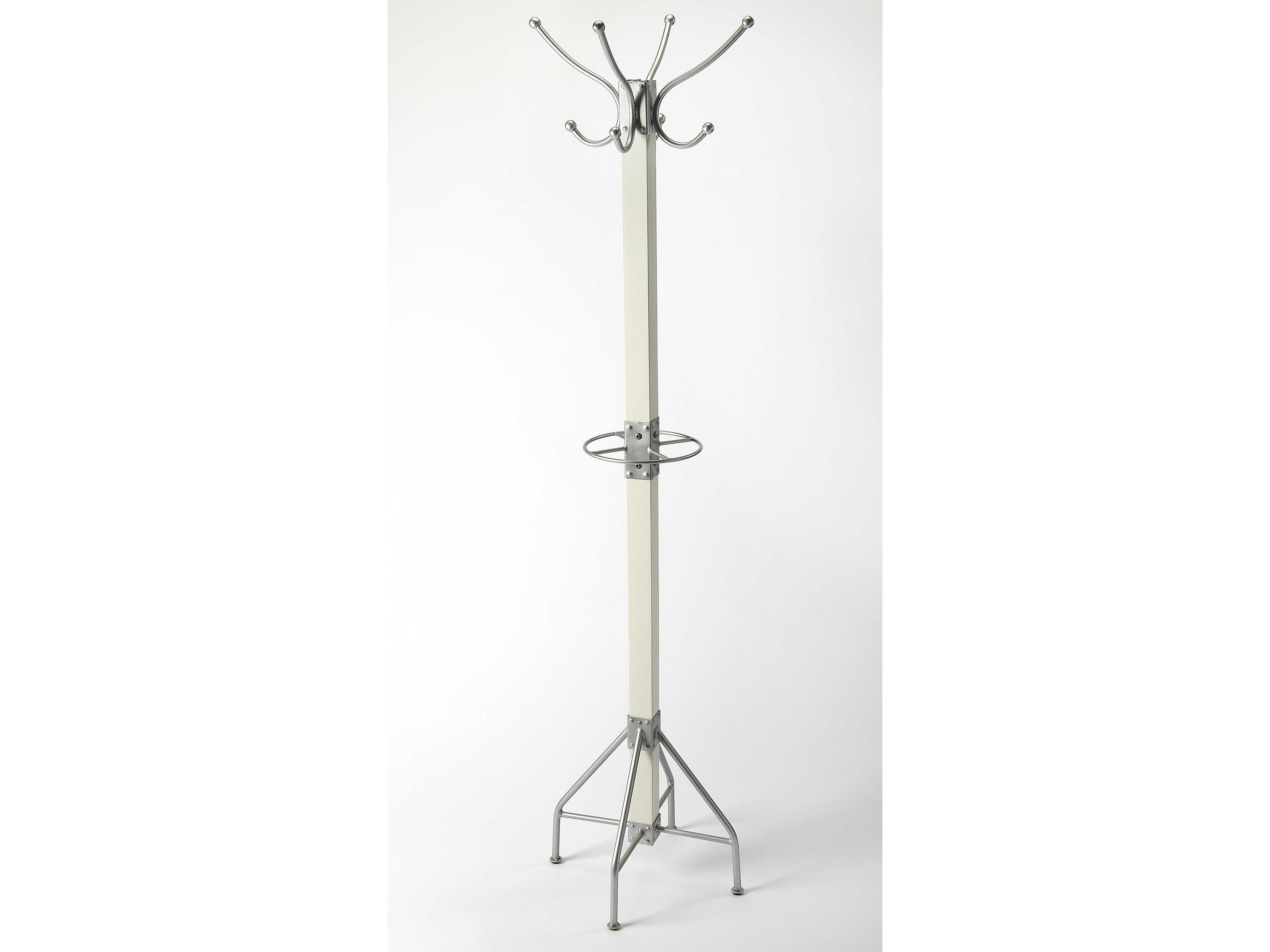Butler Logan Square Antique White Coat Rack with Umbrella Holder