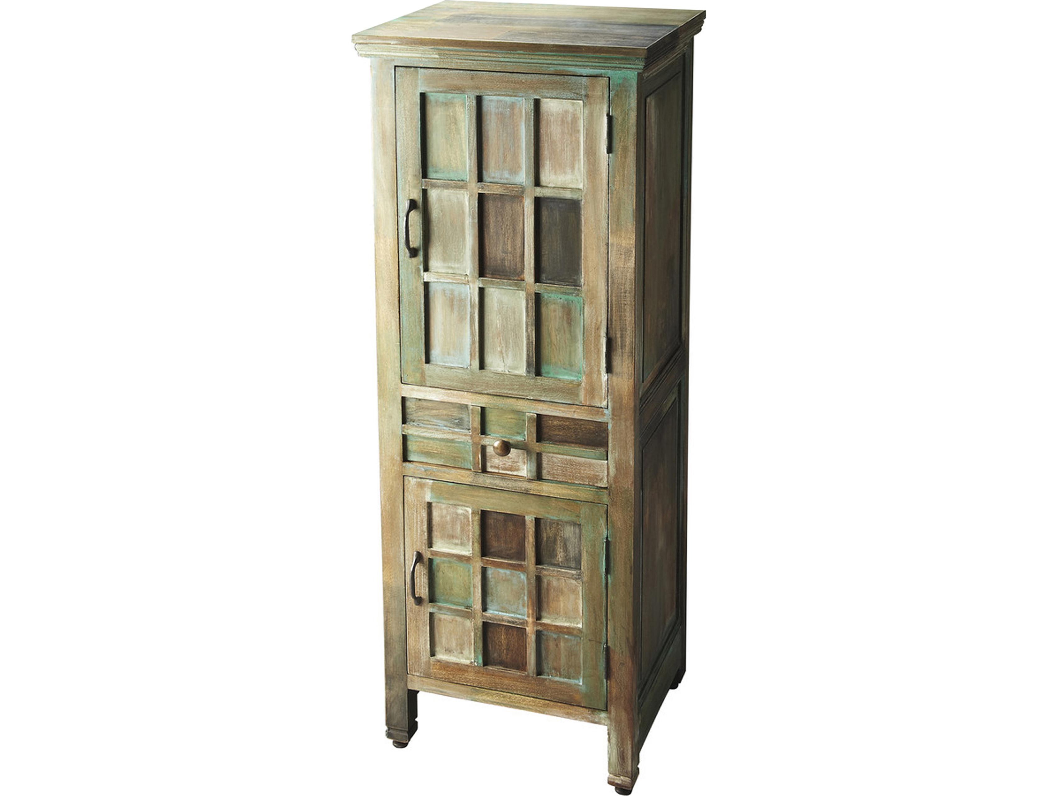 Butler Jodha Artifacts Green Acacia Wood Accent Cabinet