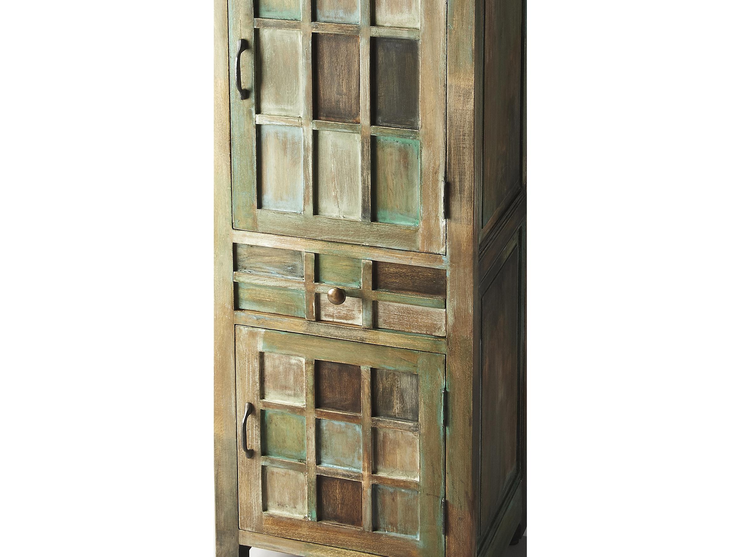 Butler Jodha Artifacts Green Acacia Wood Accent Cabinet