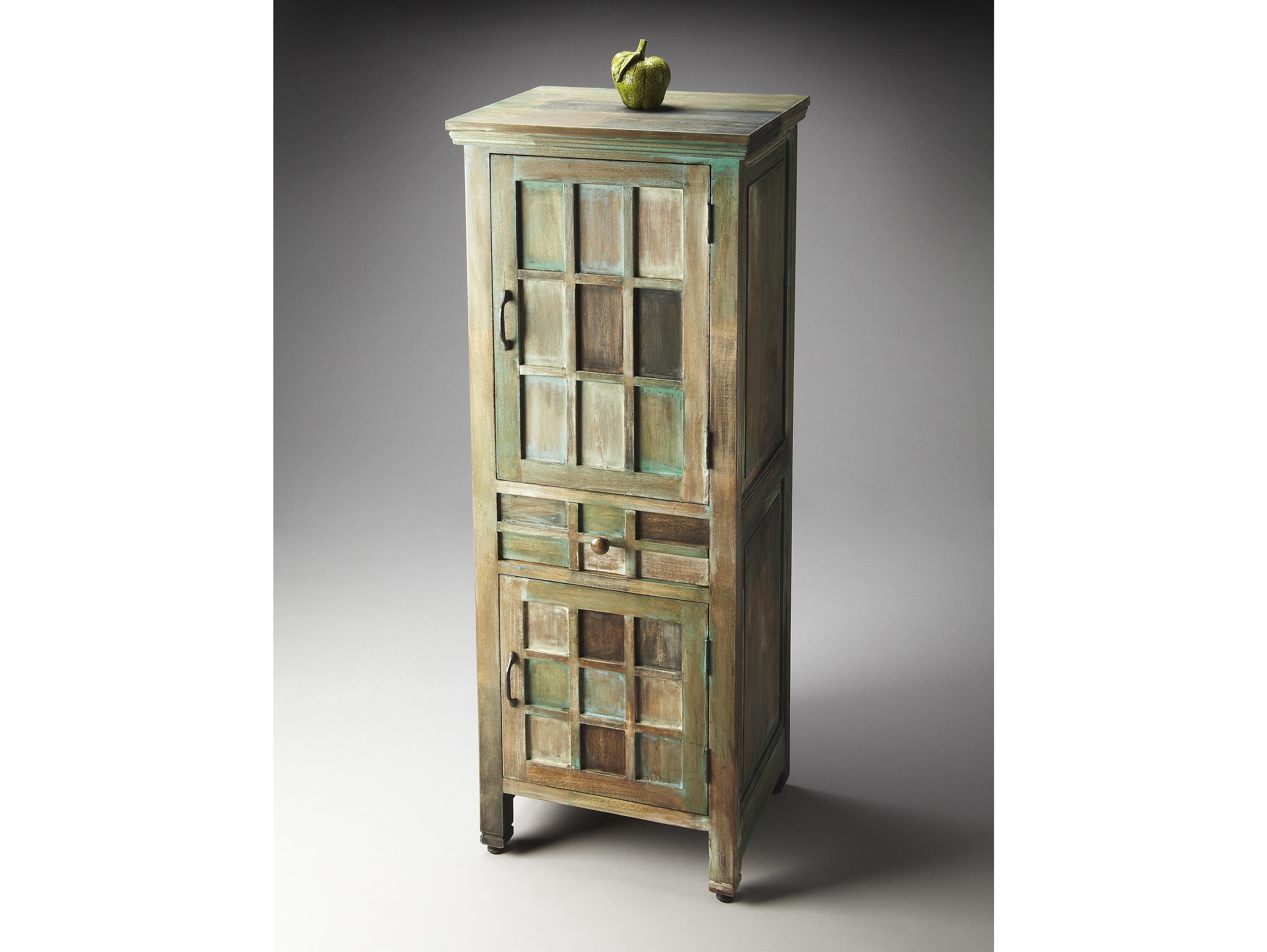 Butler Jodha Artifacts Green Acacia Wood Accent Cabinet