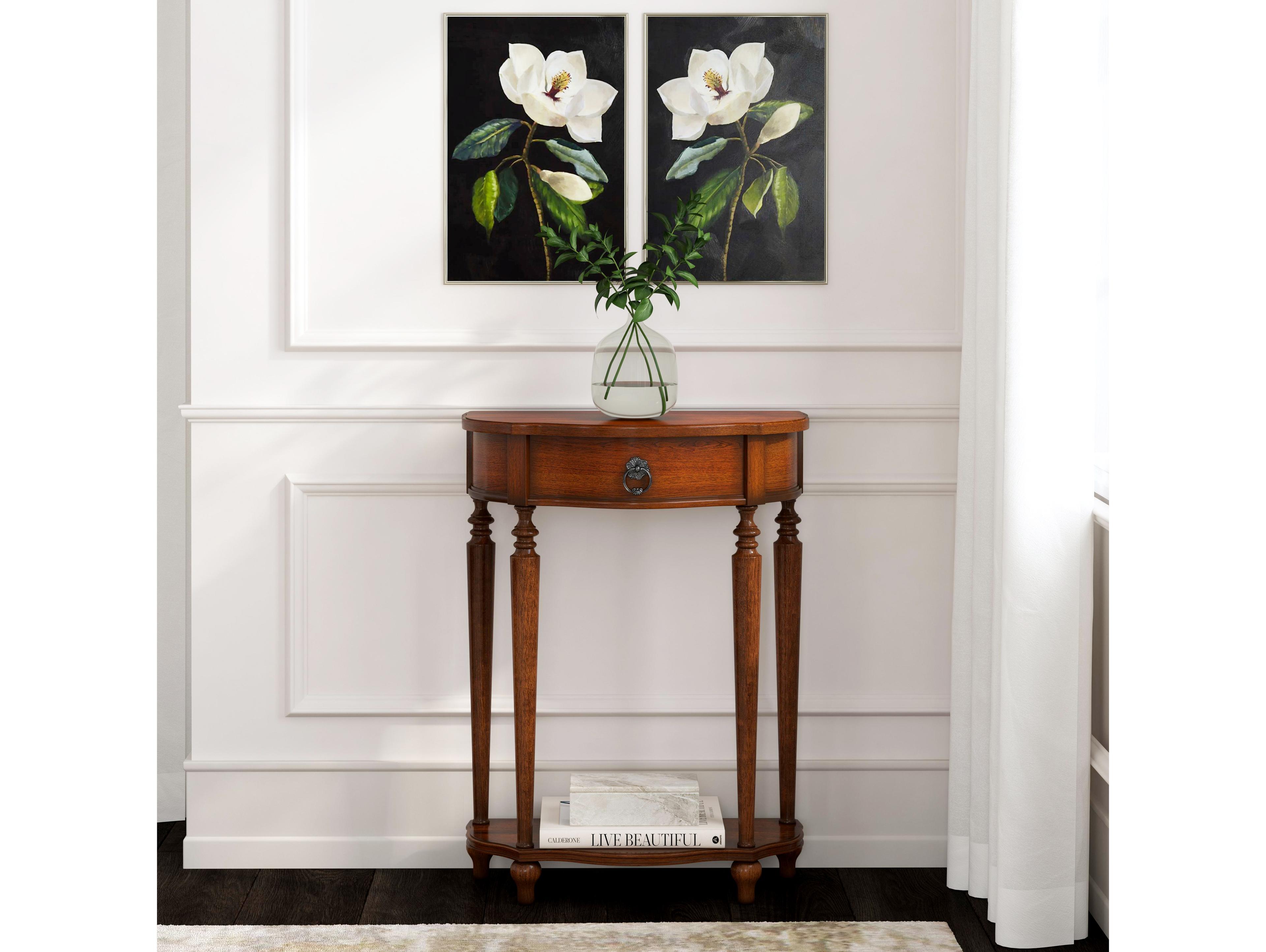Butler Ashby Demilune Wood Cherry Console Table