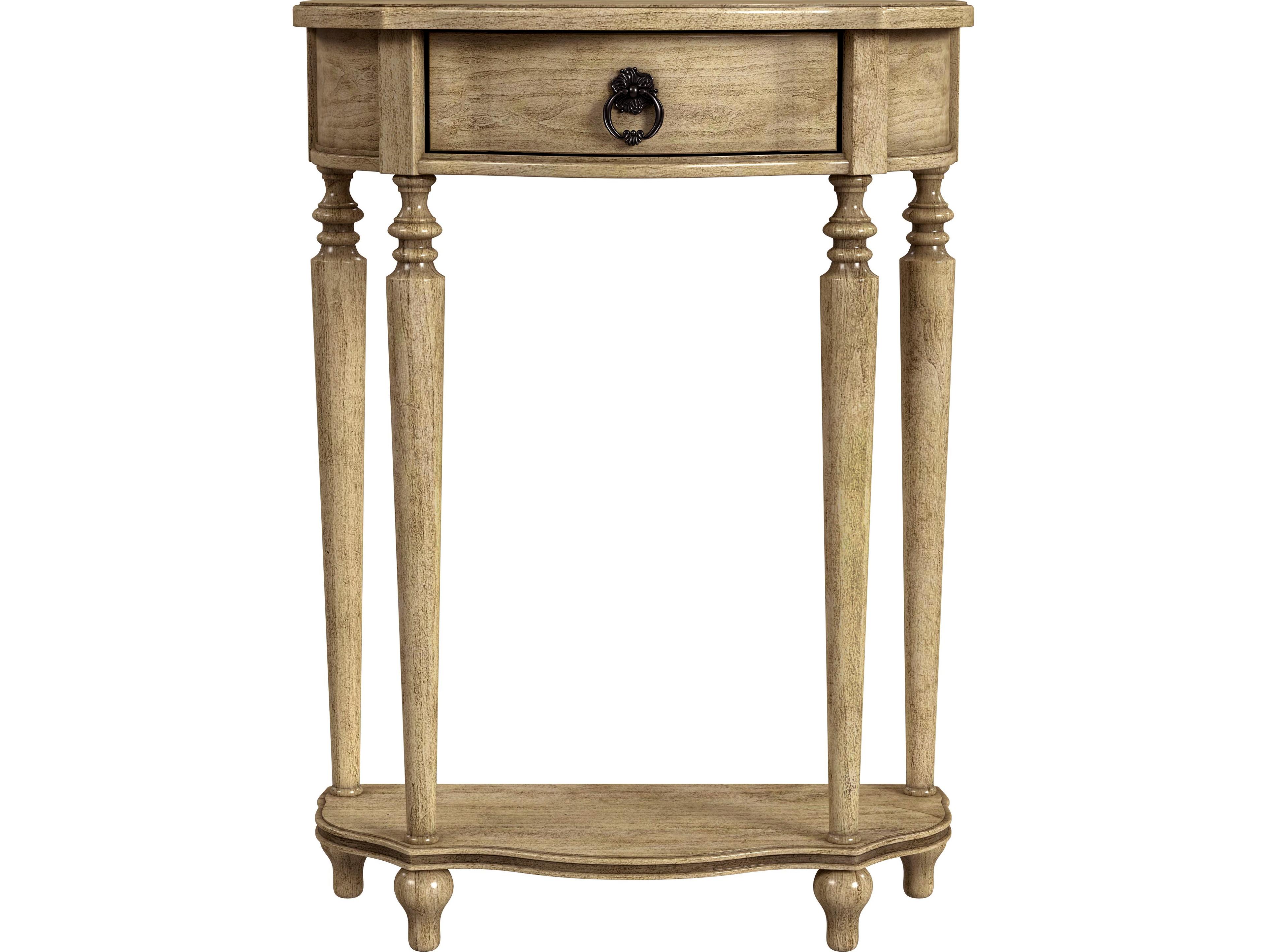 Butler Ashby Demilune Wood Antique Beige Console Table