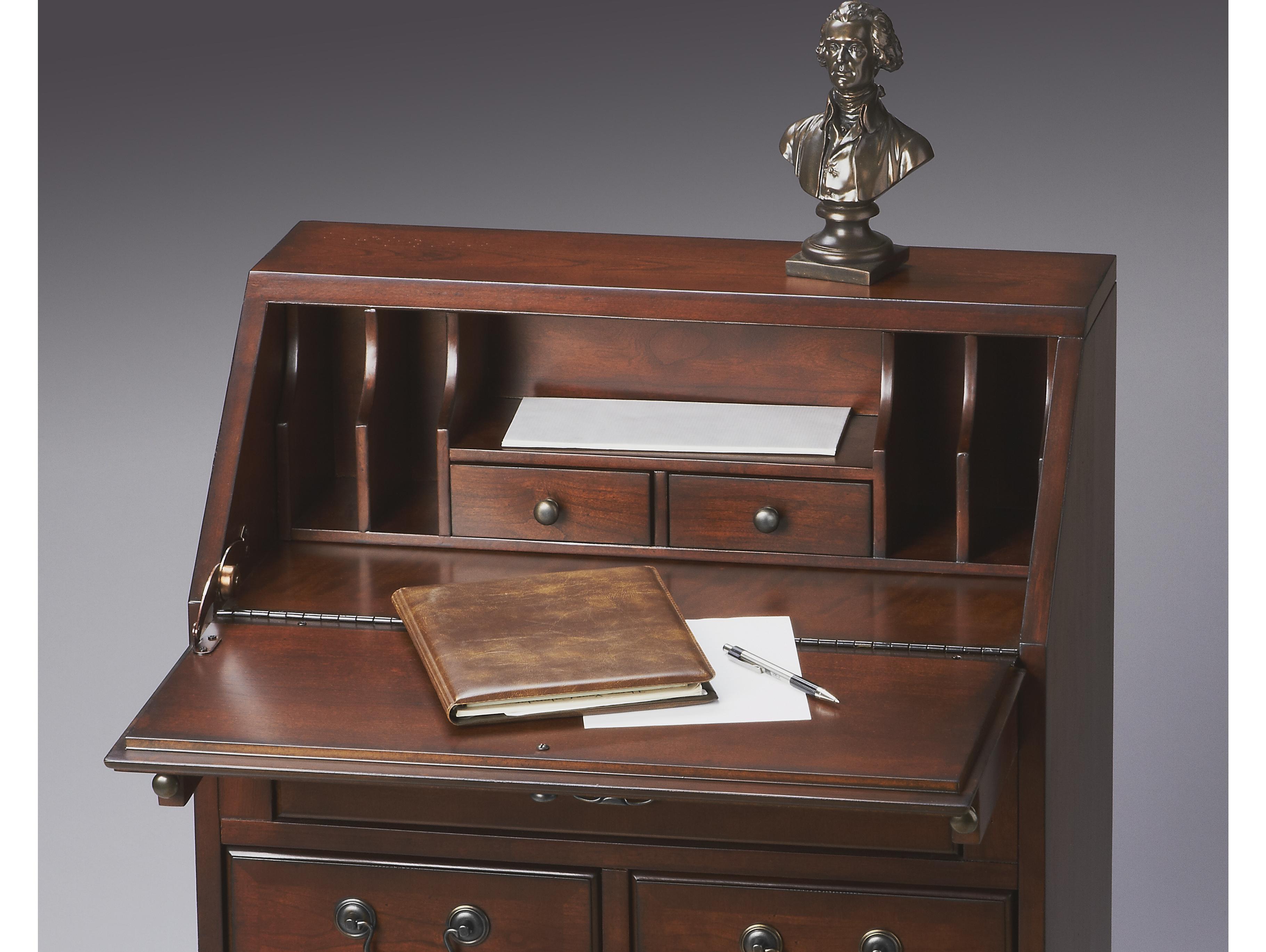 Butler Danforth Cherry Brown Rubberwood Secretary Desk