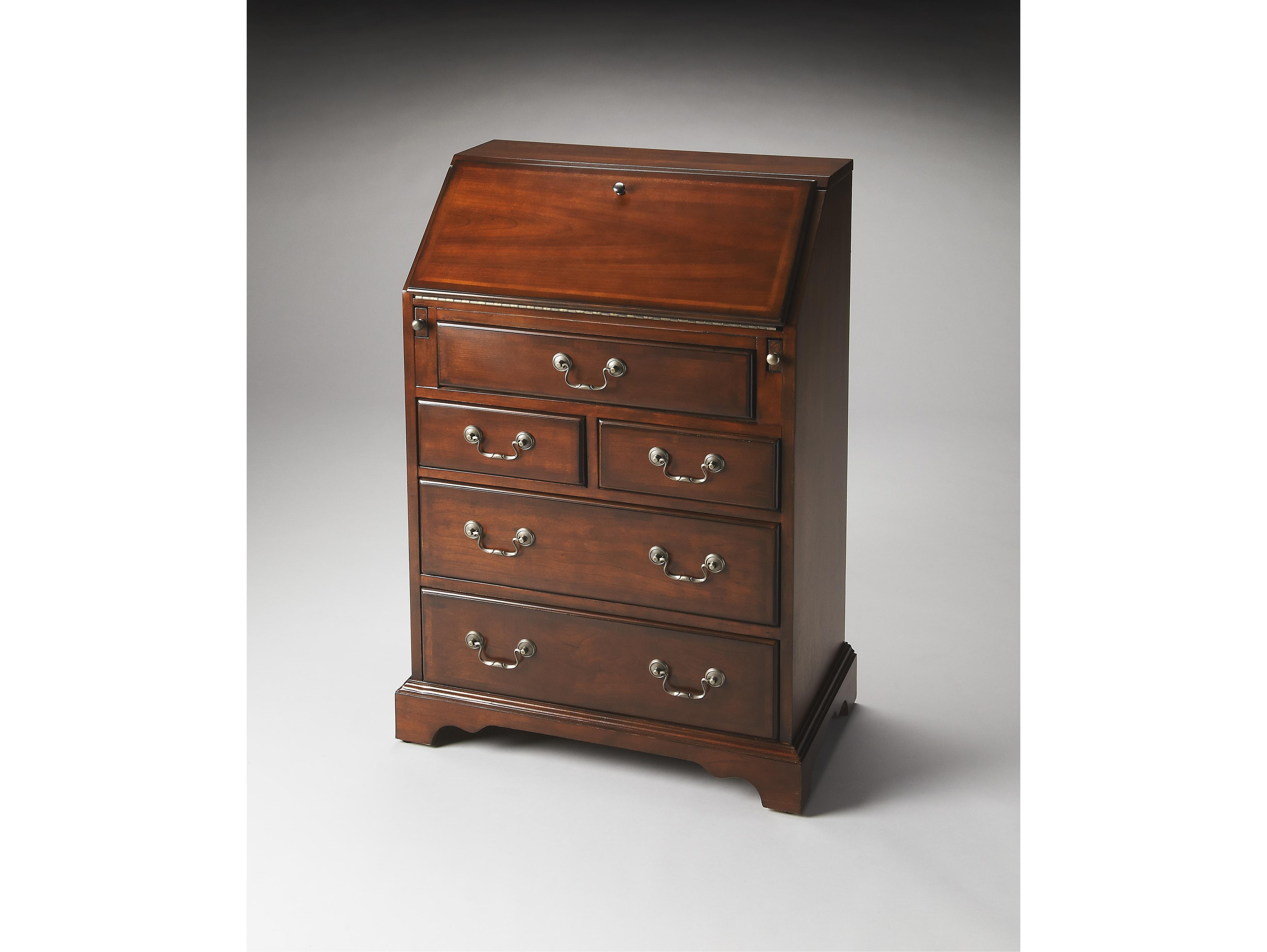 Butler Danforth Cherry Brown Rubberwood Secretary Desk
