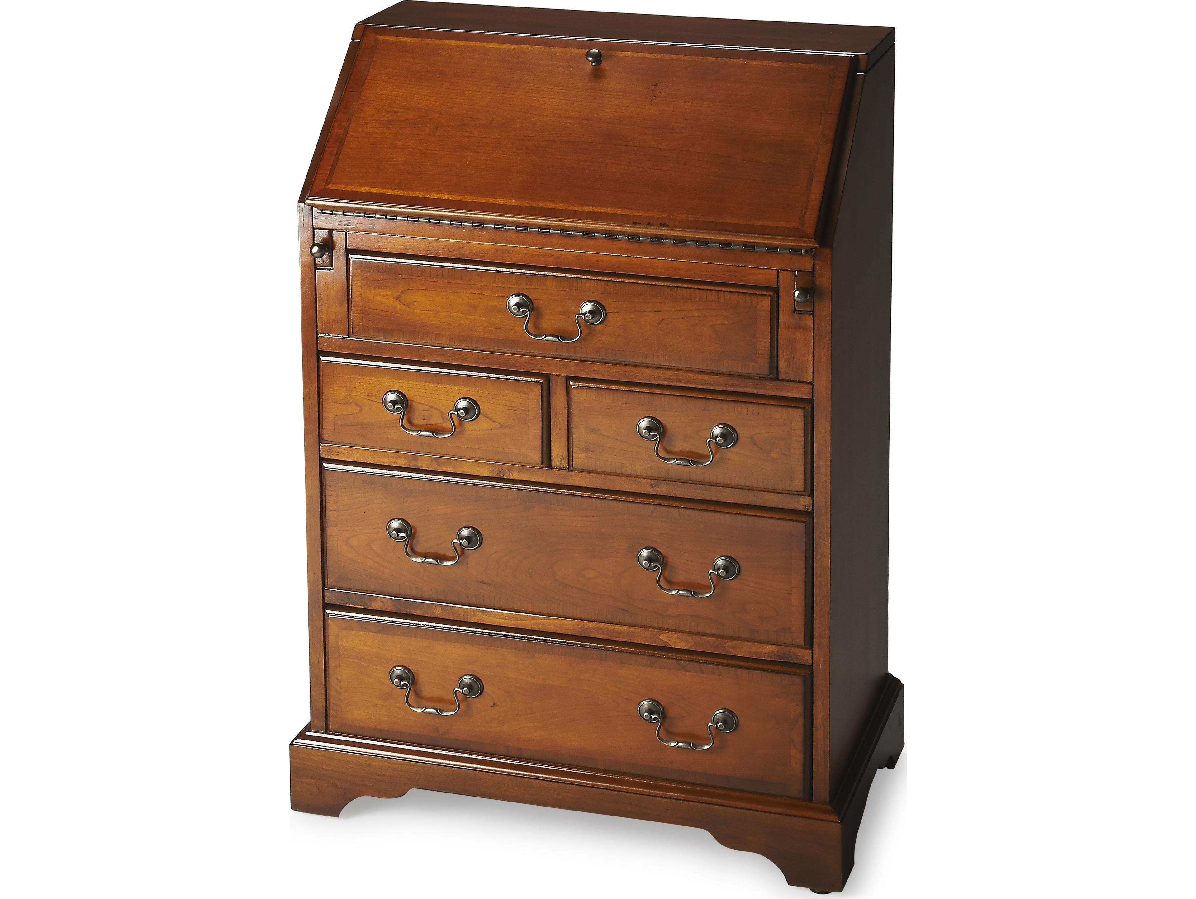 Butler Danforth Olive Ash Brown Maple Wood Secretary Desk