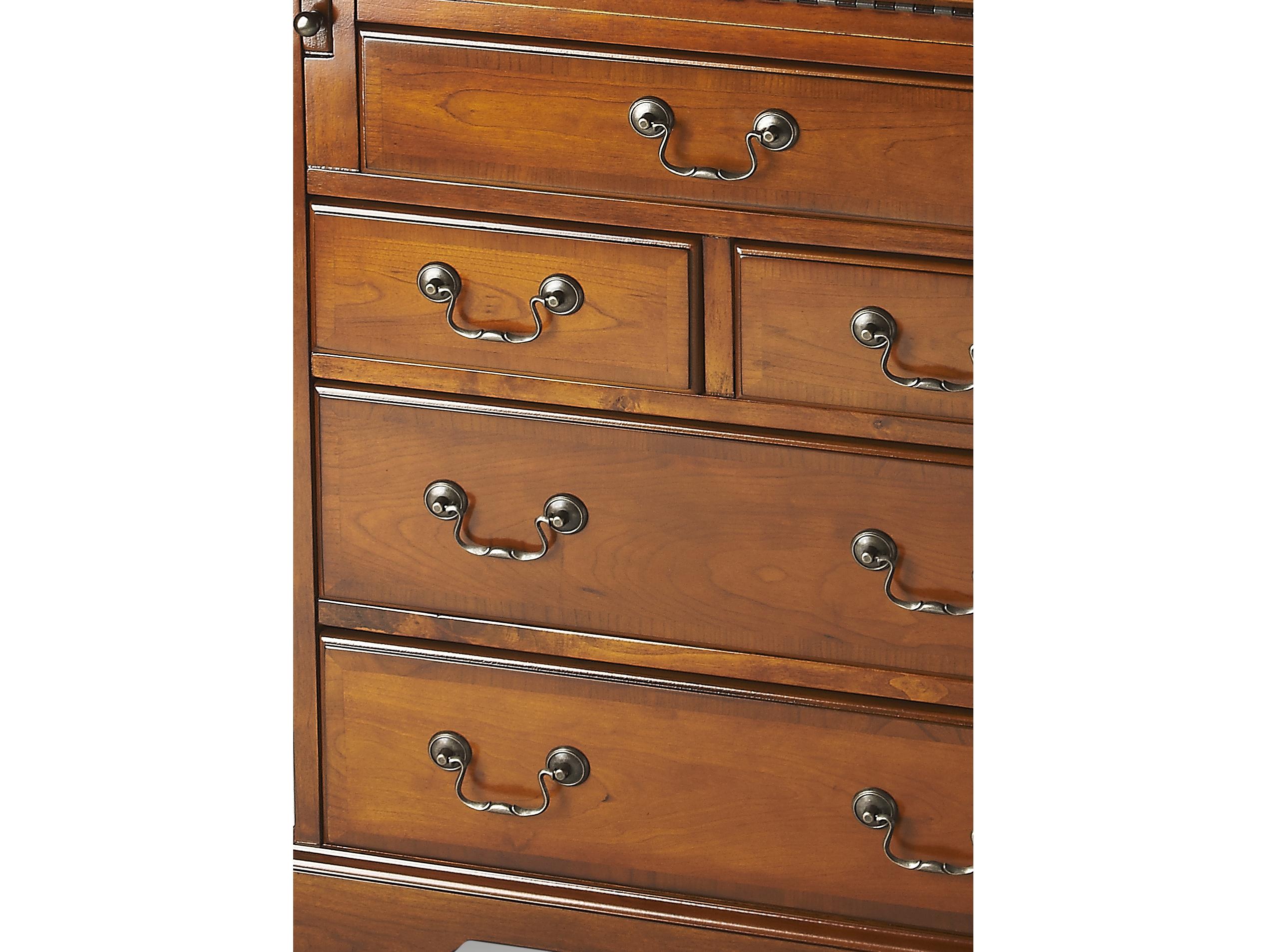 Butler Danforth Olive Ash Brown Maple Wood Secretary Desk