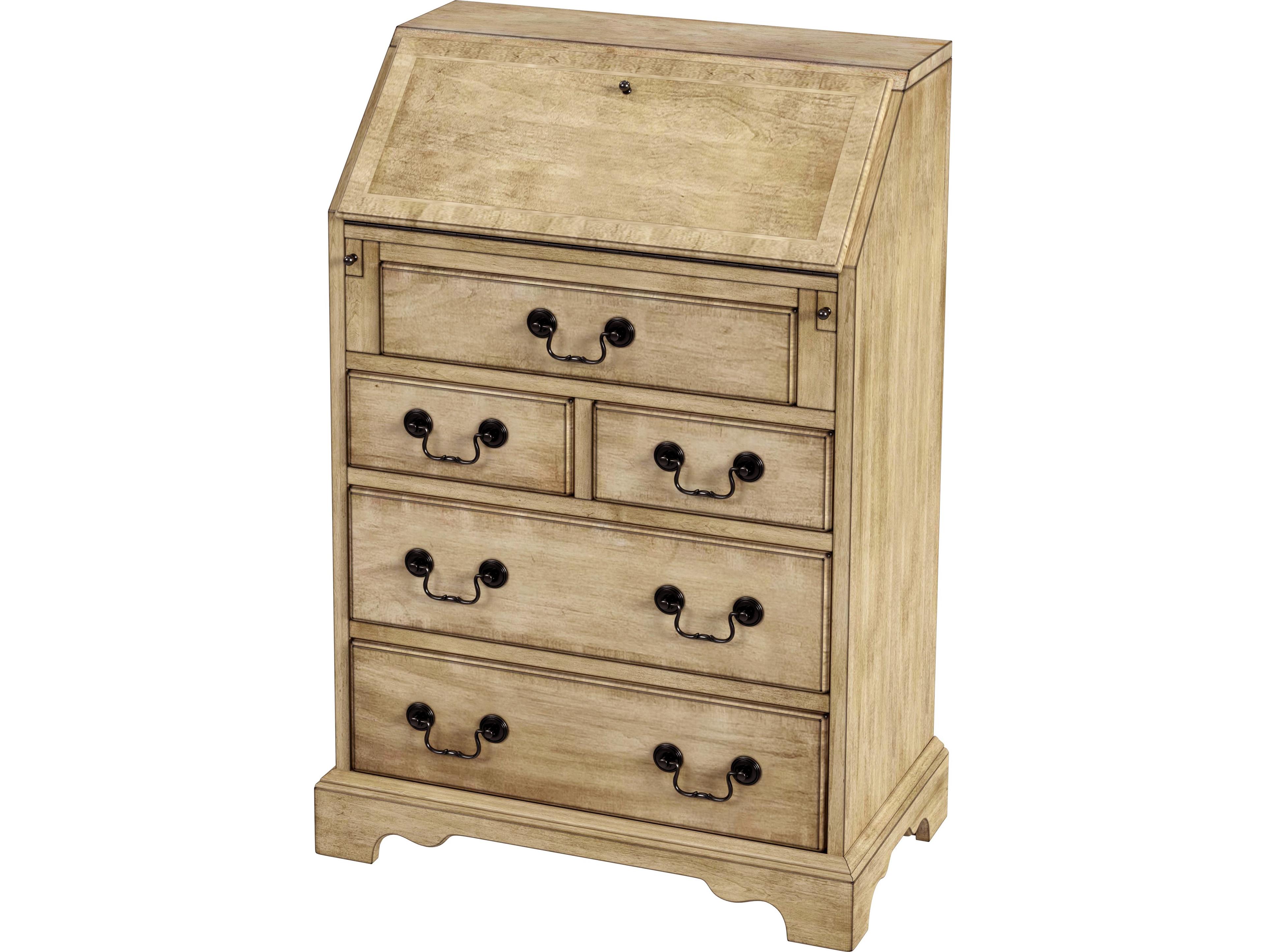 Butler Danforth Antique Beige Rubberwood Secretary Desk