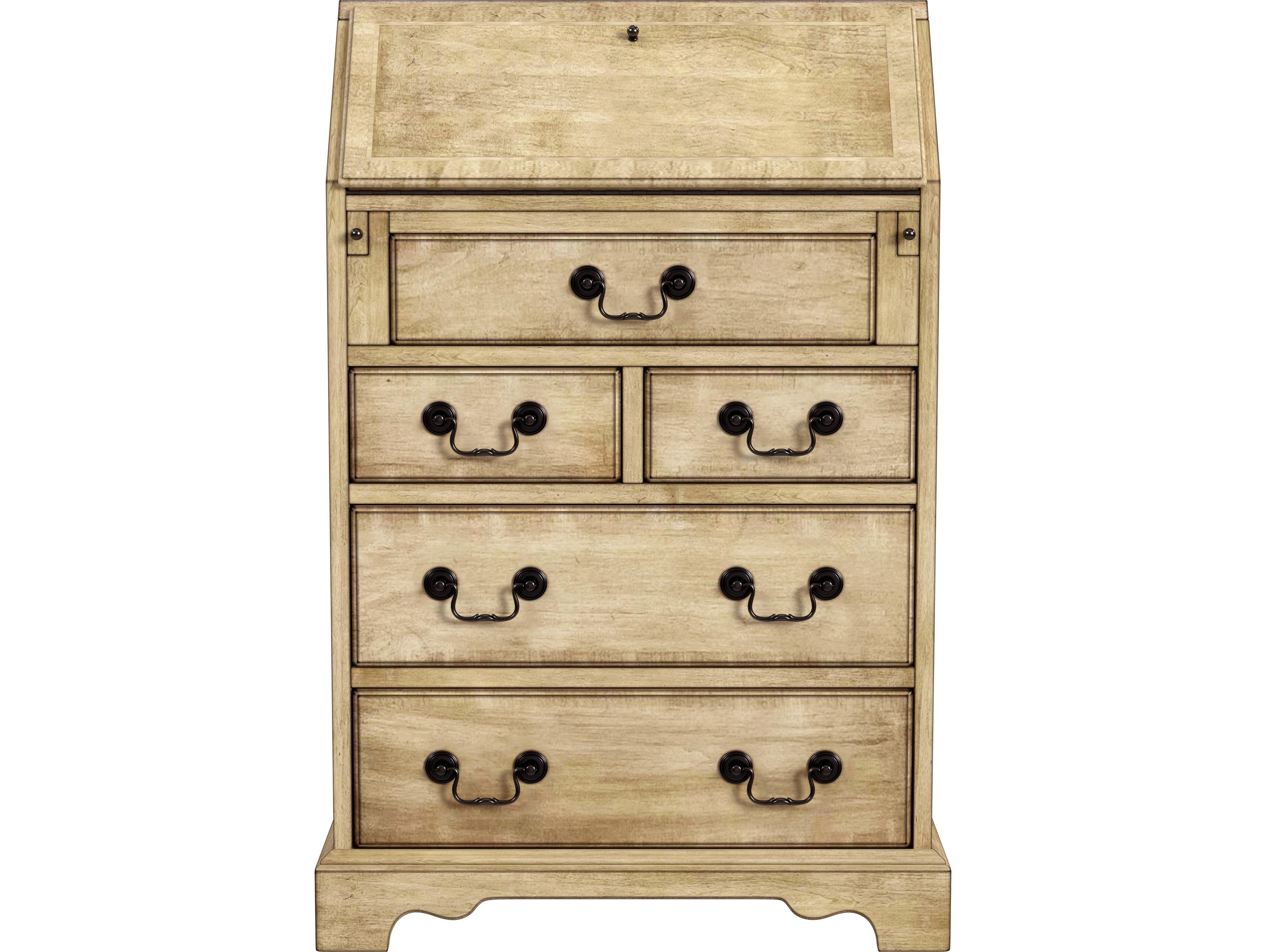 Butler Danforth Antique Beige Rubberwood Secretary Desk