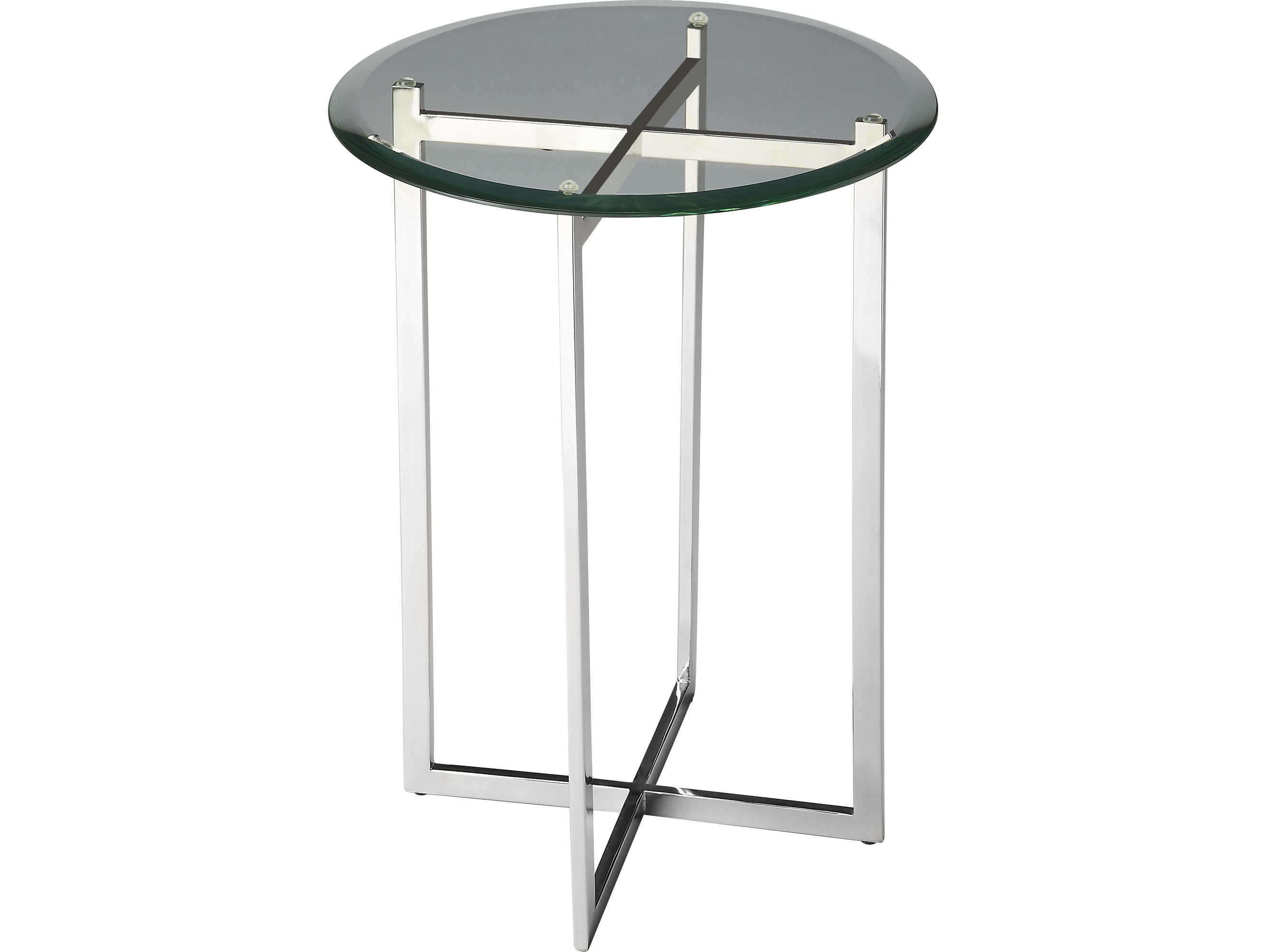 Butler Finn Round Glass Nickel End Table