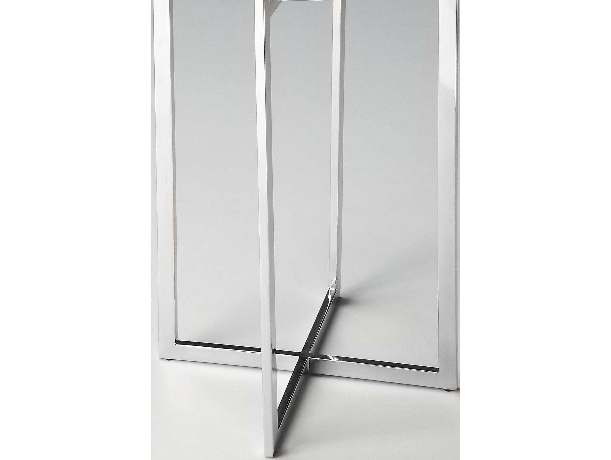 Butler Finn Round Glass Nickel End Table