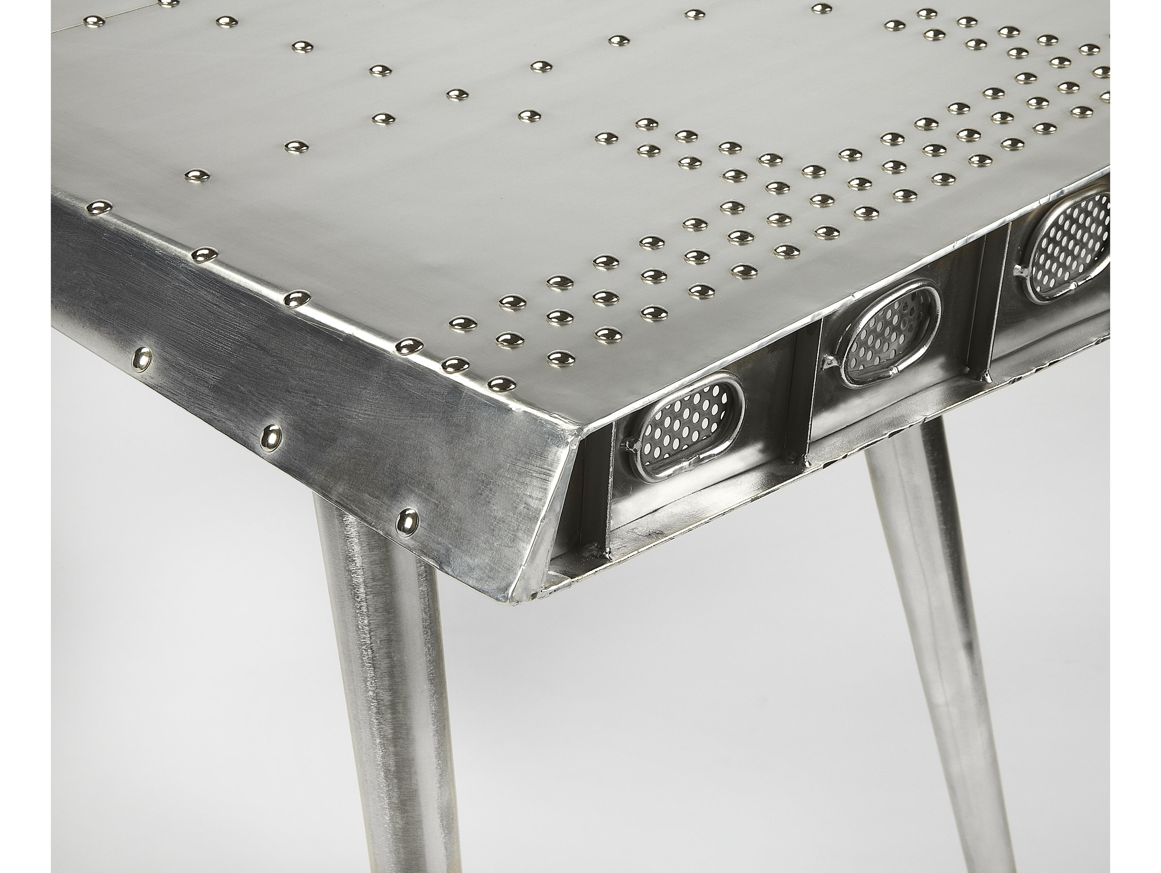 Butler Midway Metalworks Silver Writing Desk