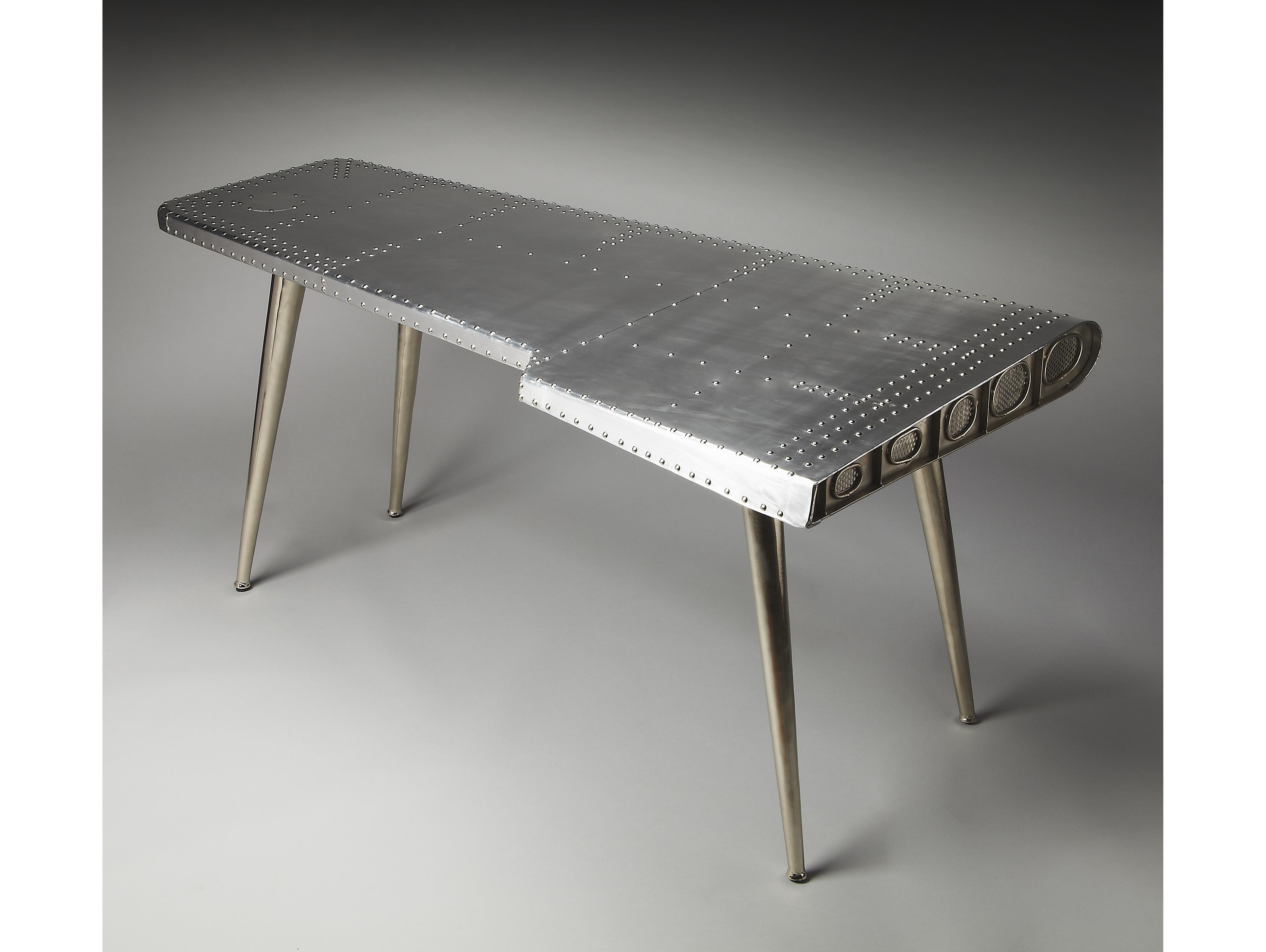 Butler Midway Metalworks Silver Writing Desk