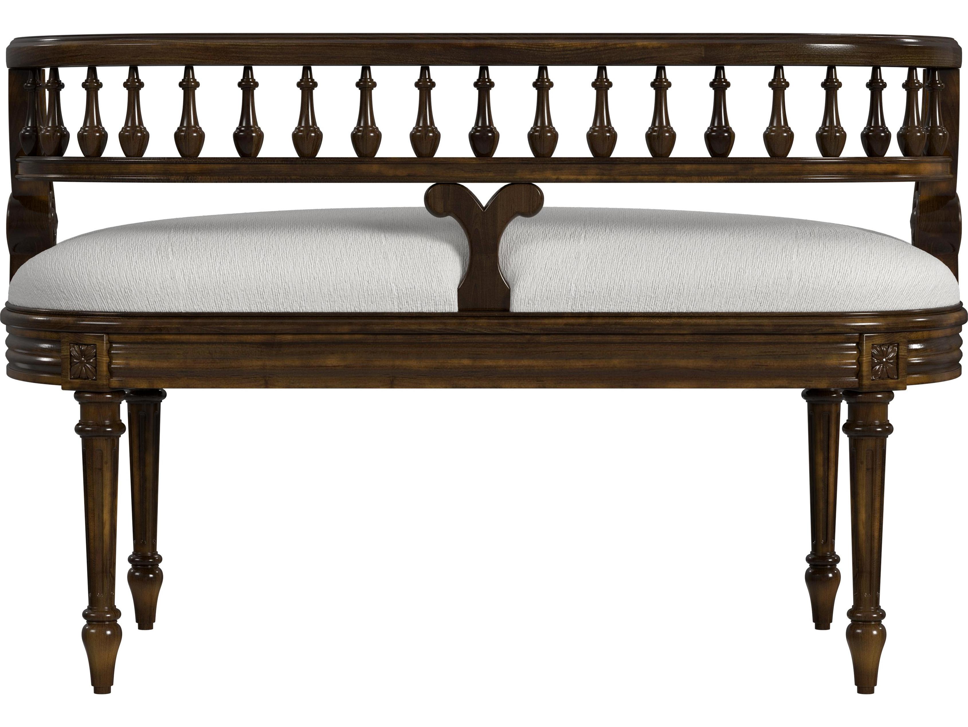 Butler Hathaway Antique Cherry Brown Upholstered Accent Bench