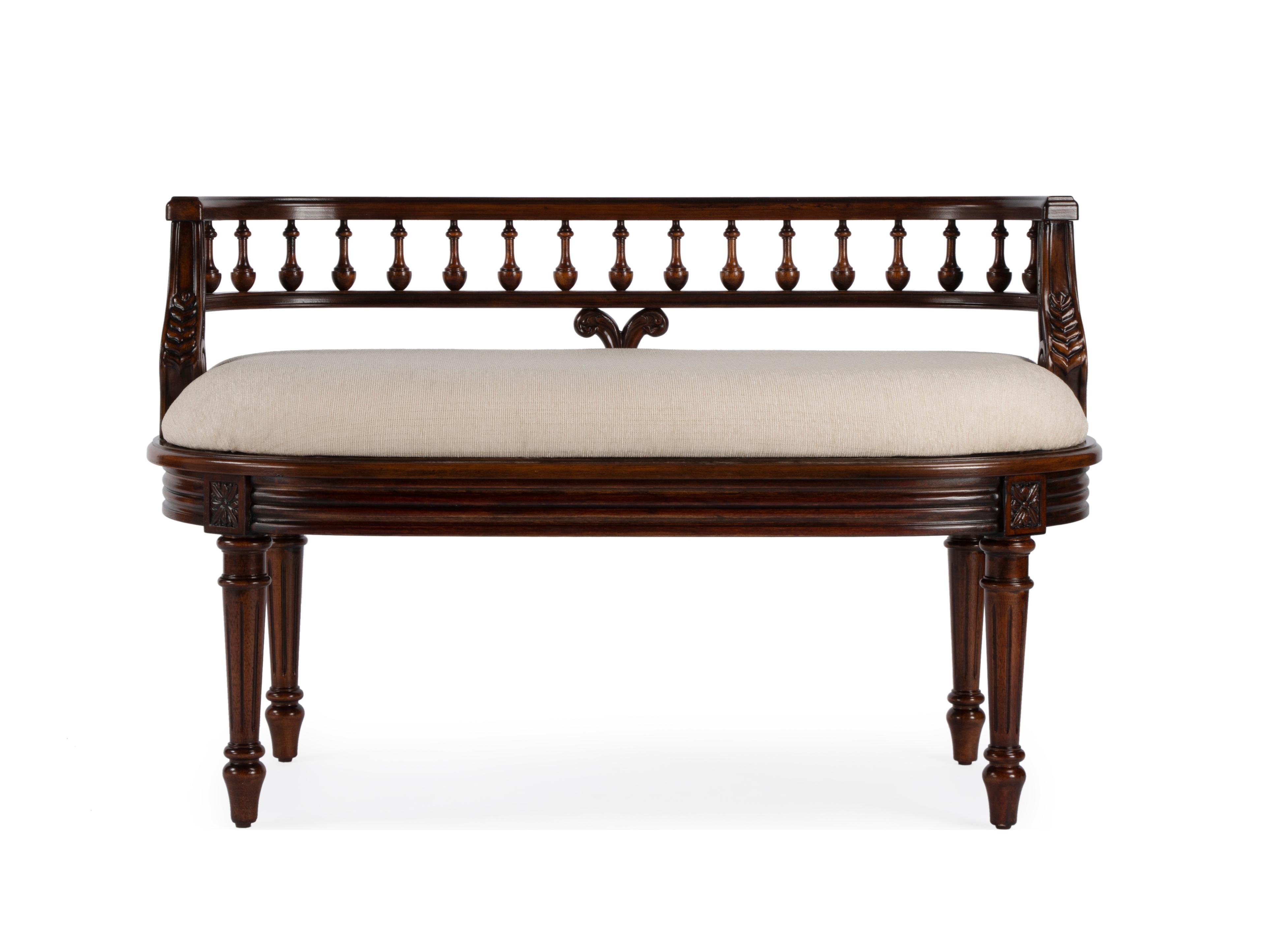 Butler Hathaway Cherry Brown Upholstered Accent Bench