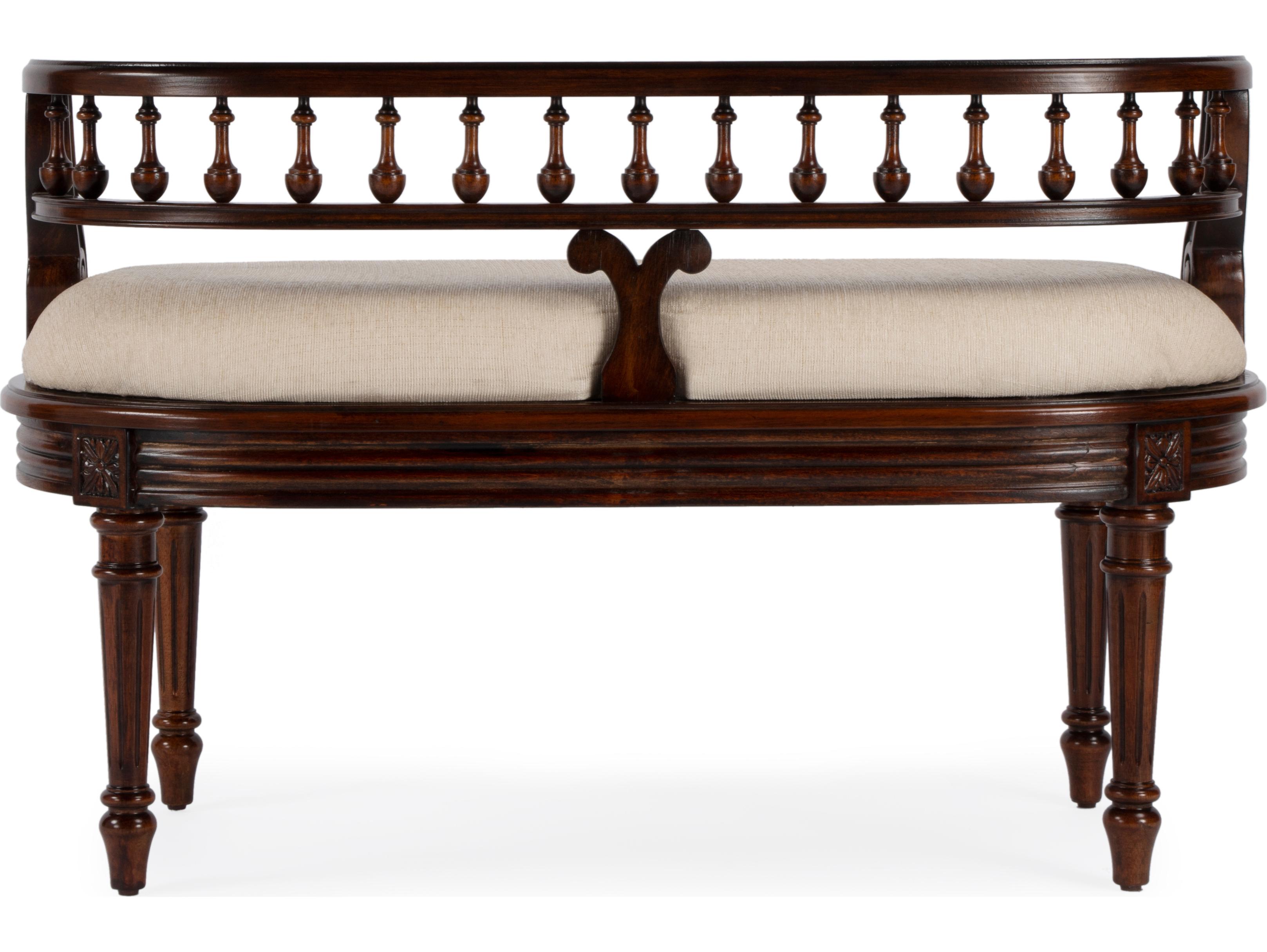 Butler Hathaway Cherry Brown Upholstered Accent Bench
