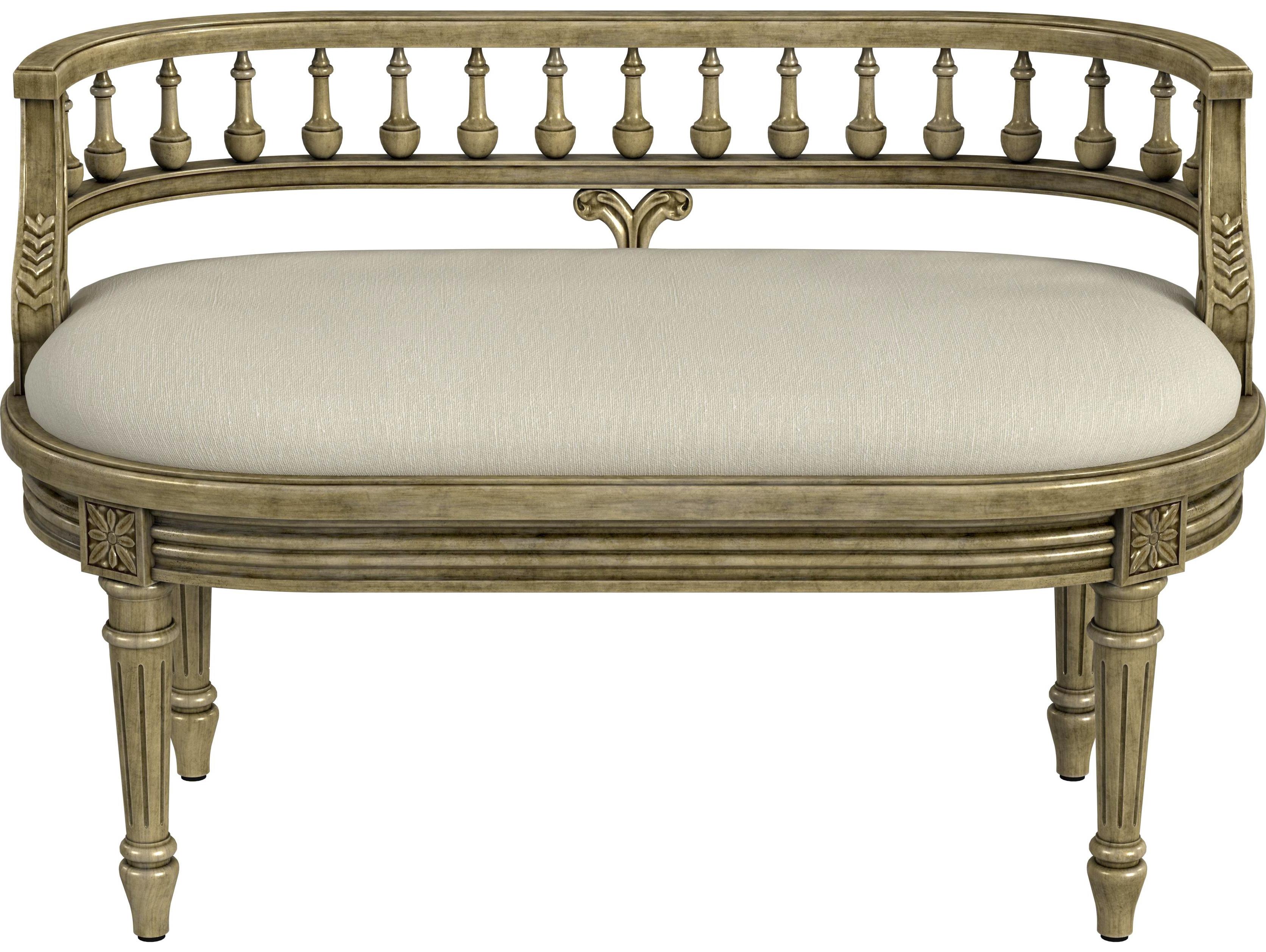 Butler Hathaway Antique Beige Upholstered Accent Bench
