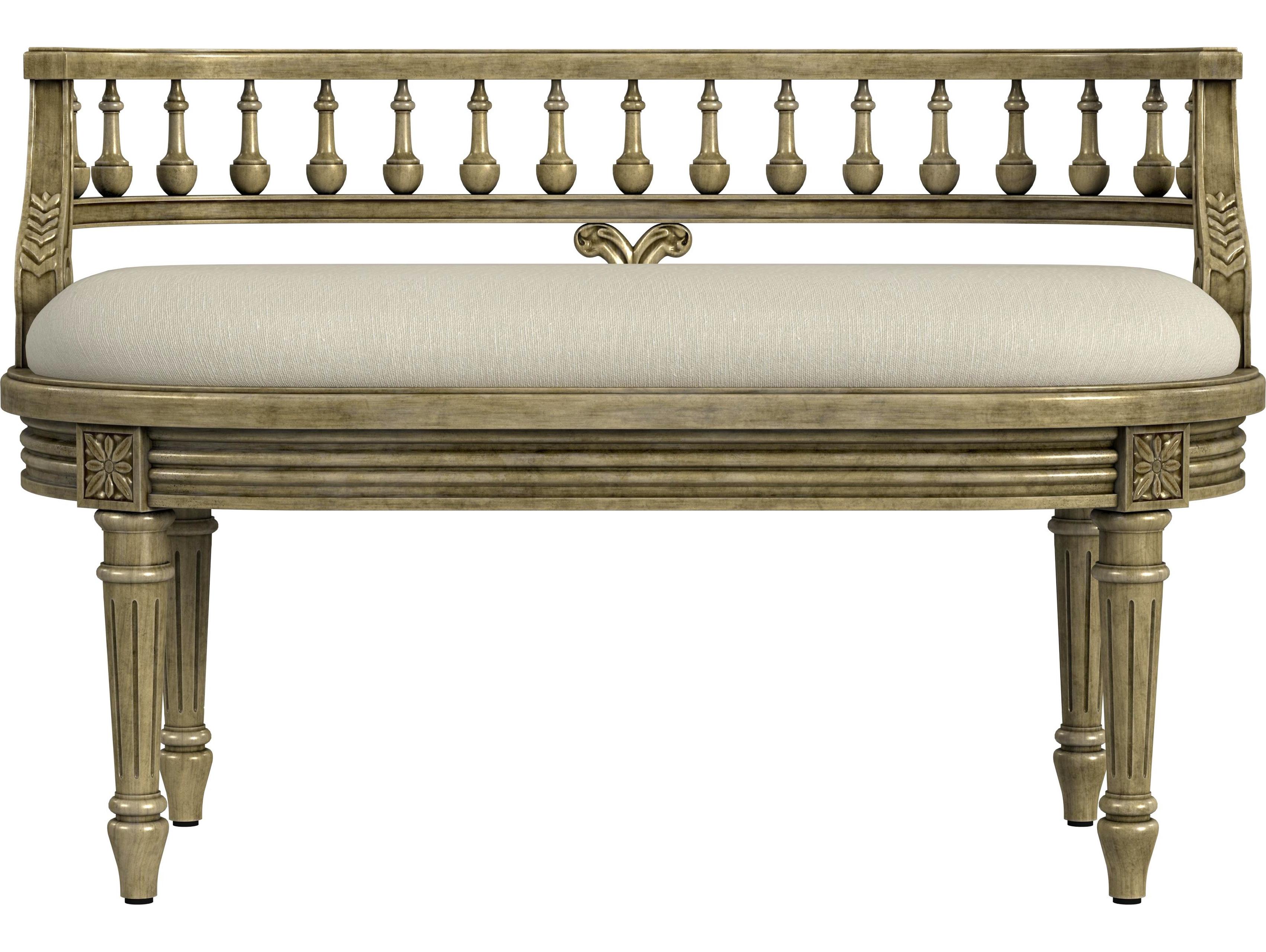Butler Hathaway Antique Beige Upholstered Accent Bench