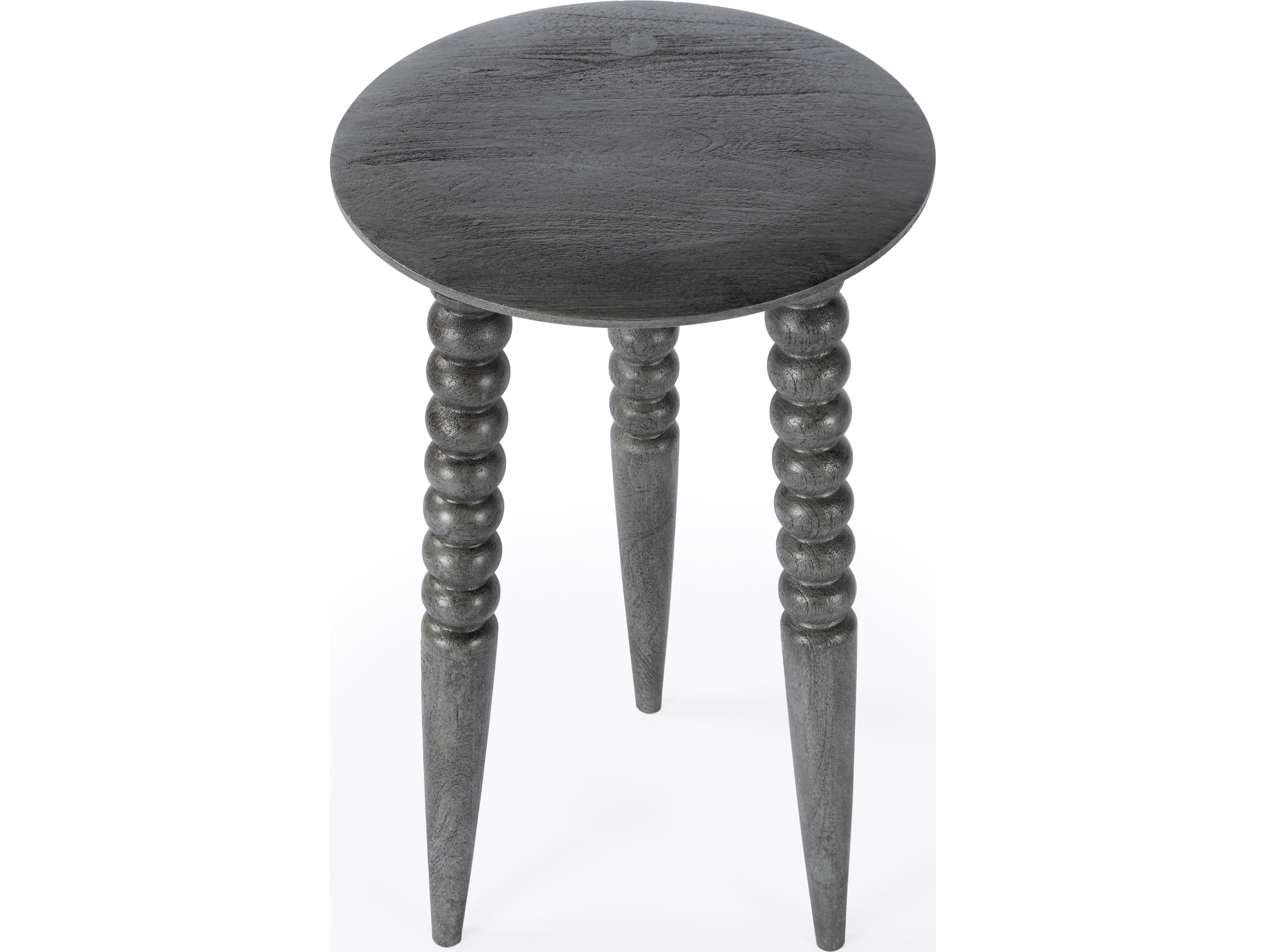 Butler Fluornoy Round Wood Gray End Table