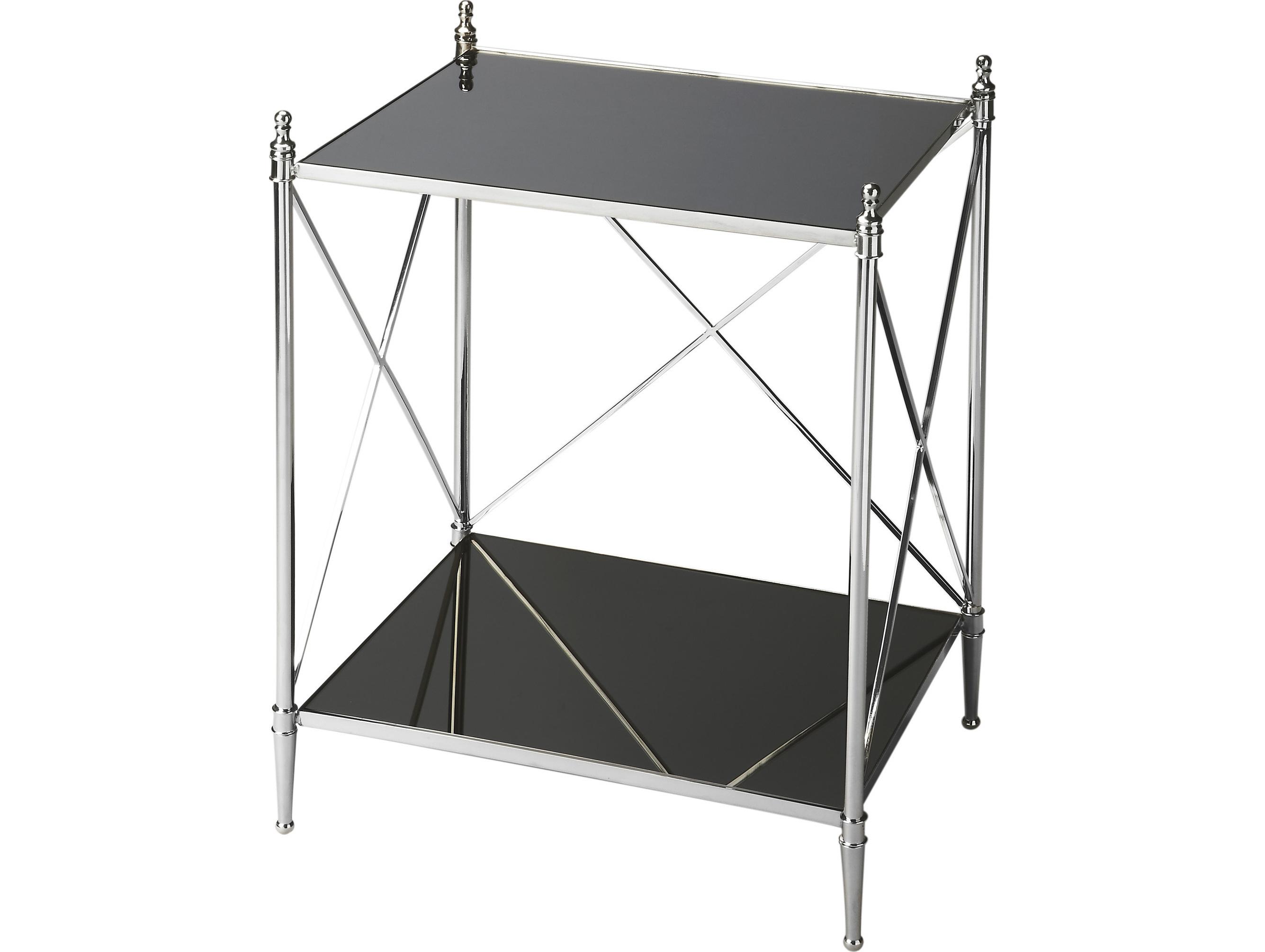 Butler Deidre Rectangular Glass Nickel End Table