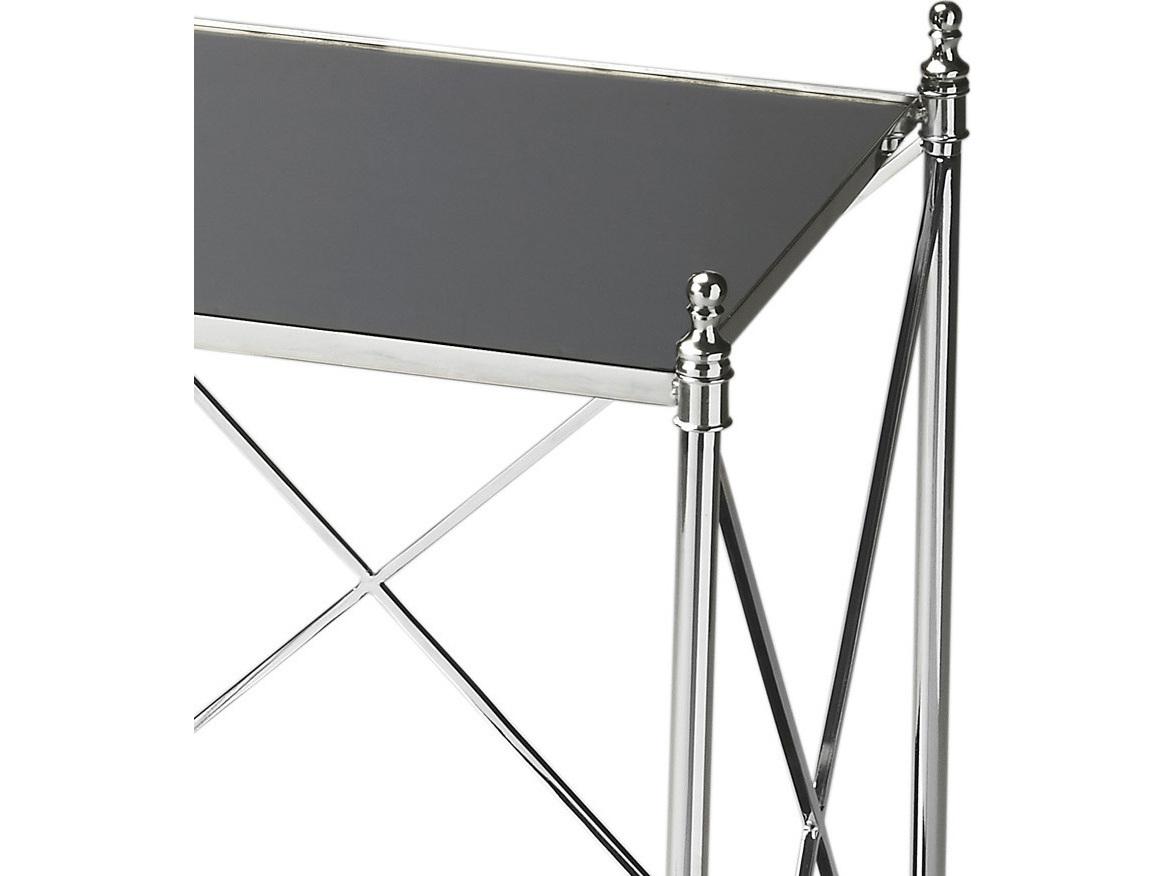 Butler Deidre Rectangular Glass Nickel End Table