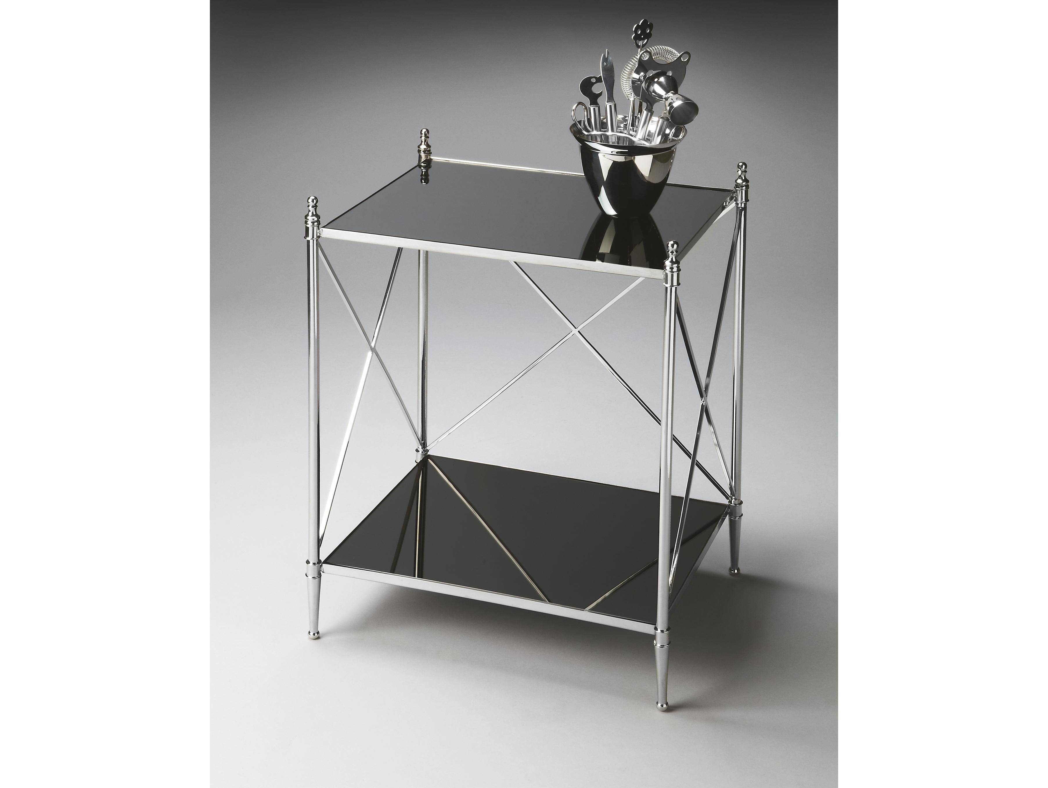 Butler Deidre Rectangular Glass Nickel End Table