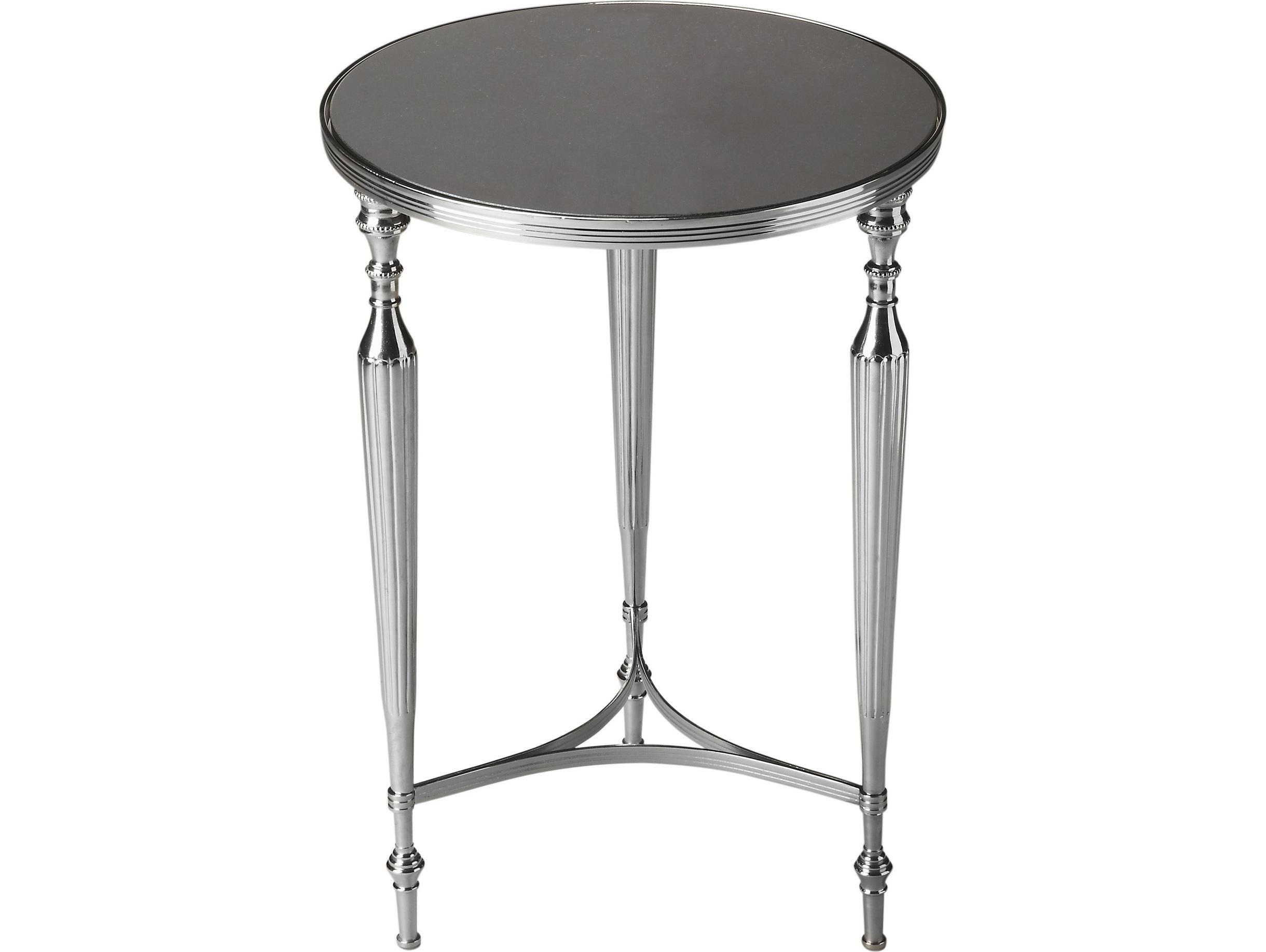 Butler Ciara Round Mirror Nickel End Table