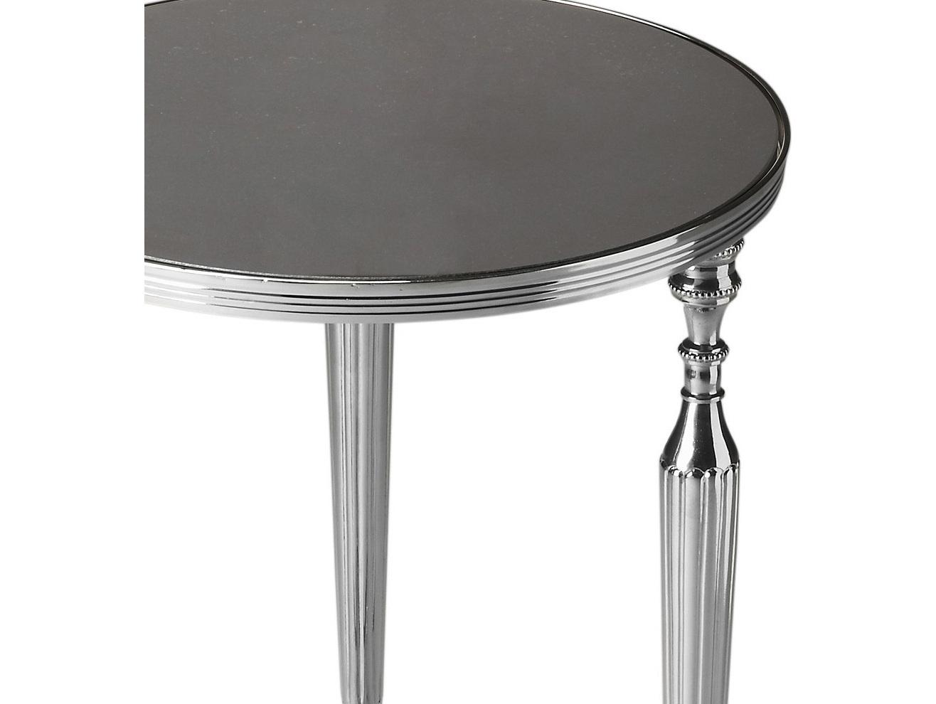 Butler Ciara Round Mirror Nickel End Table
