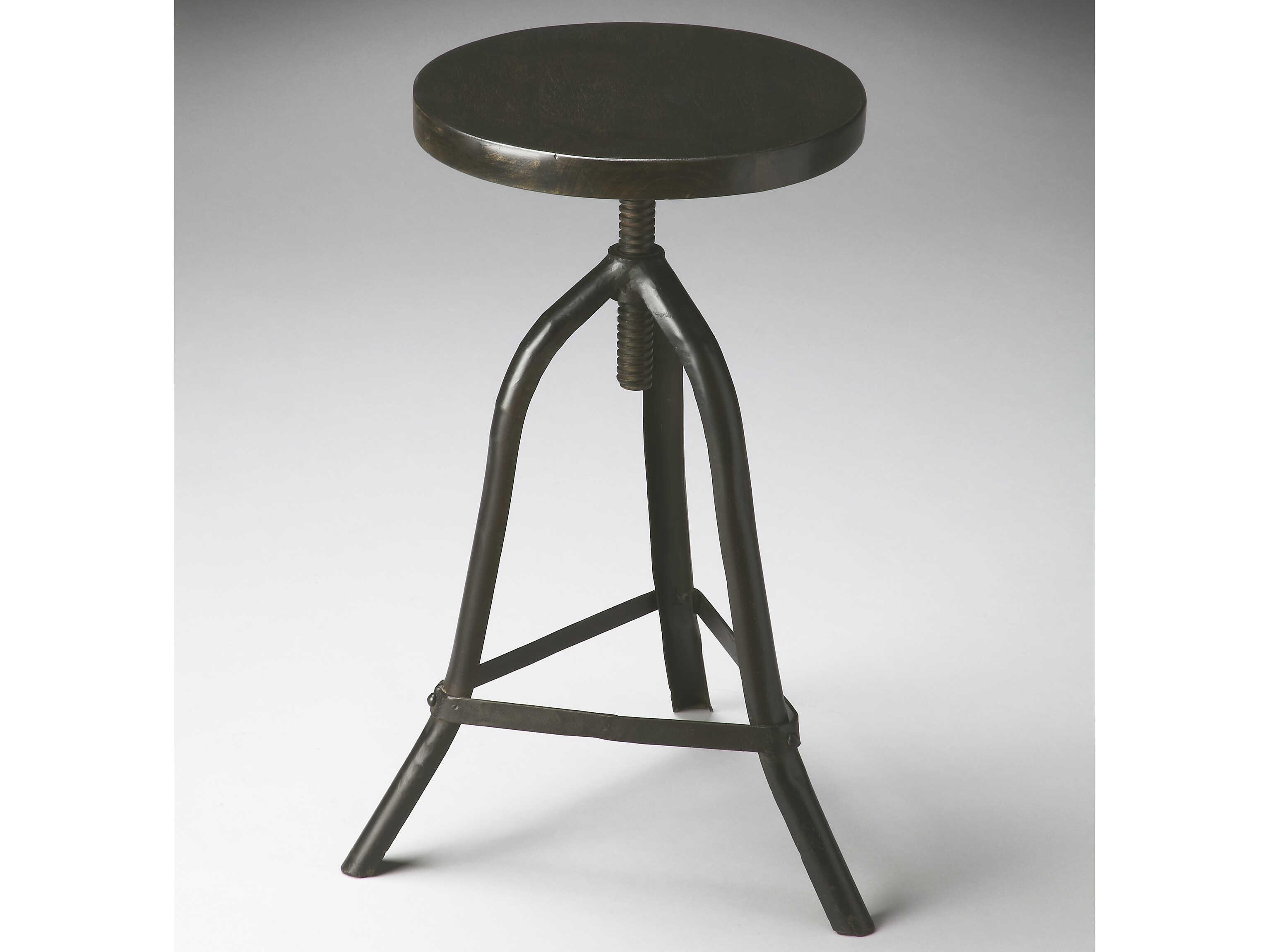 Butler Fullerton Metalworks Swivel Acacia Wood Counter Stool