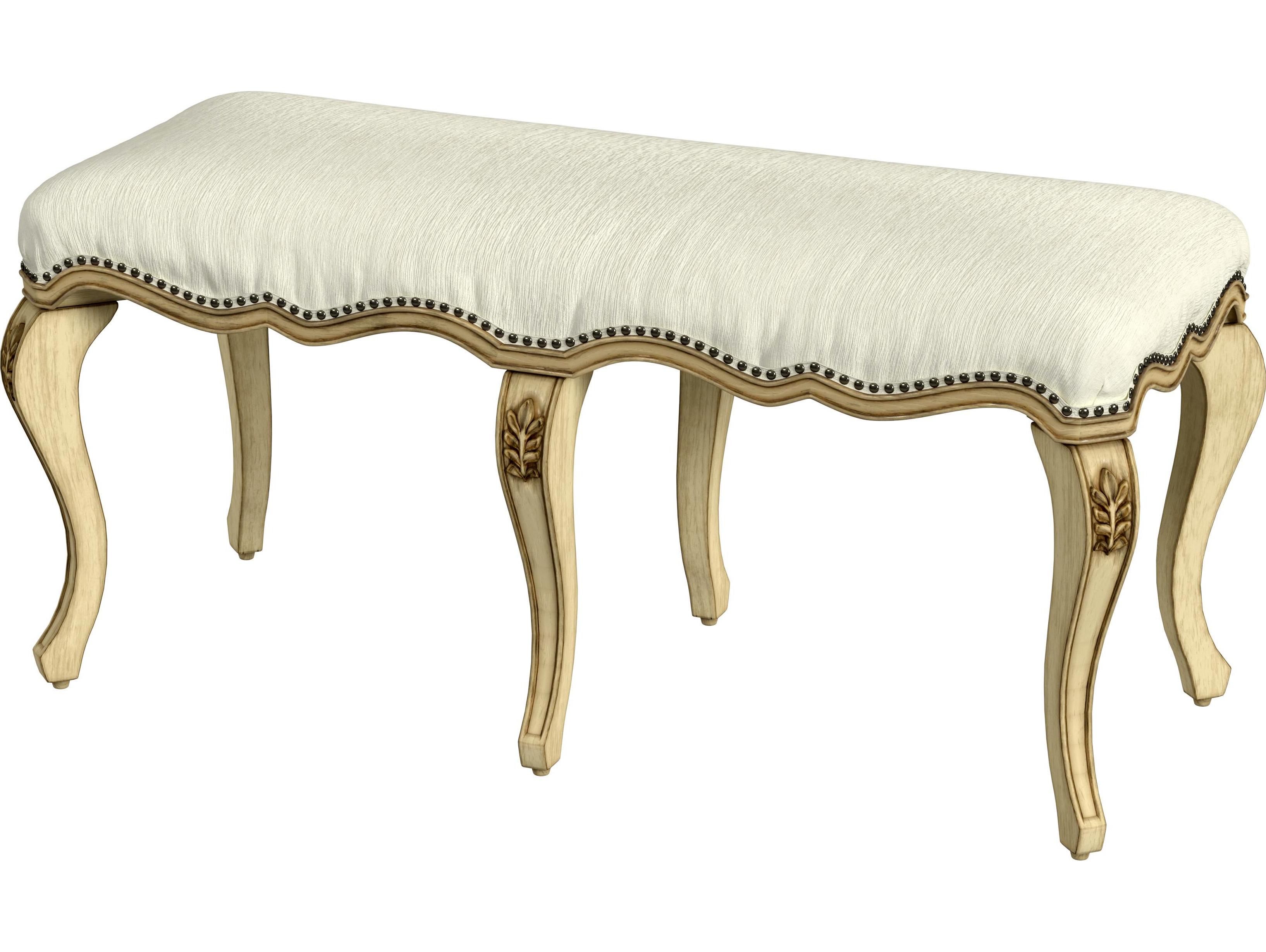 Butler Michelline Antique Beige Upholstered Accent Bench