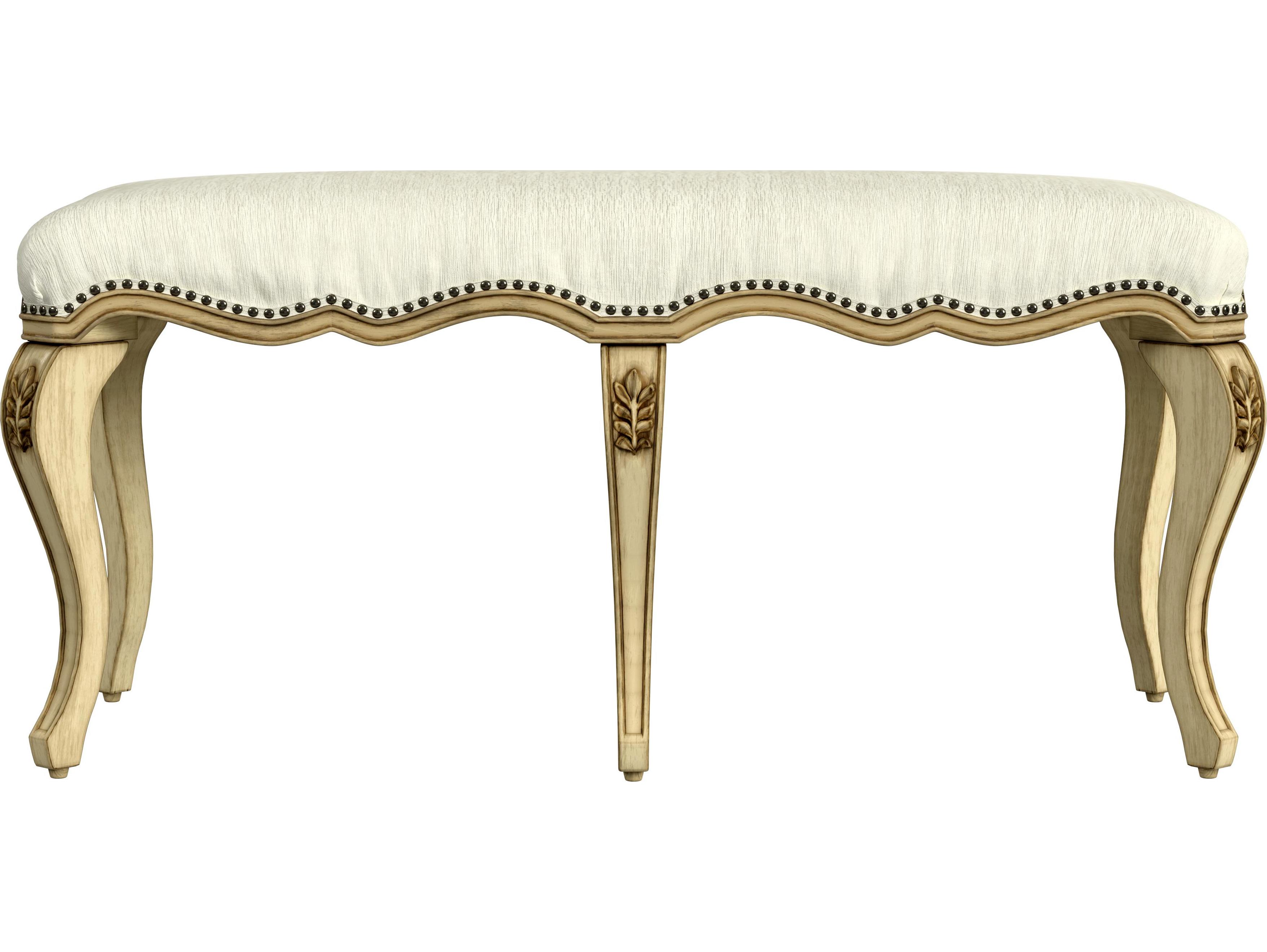 Butler Michelline Antique Beige Upholstered Accent Bench