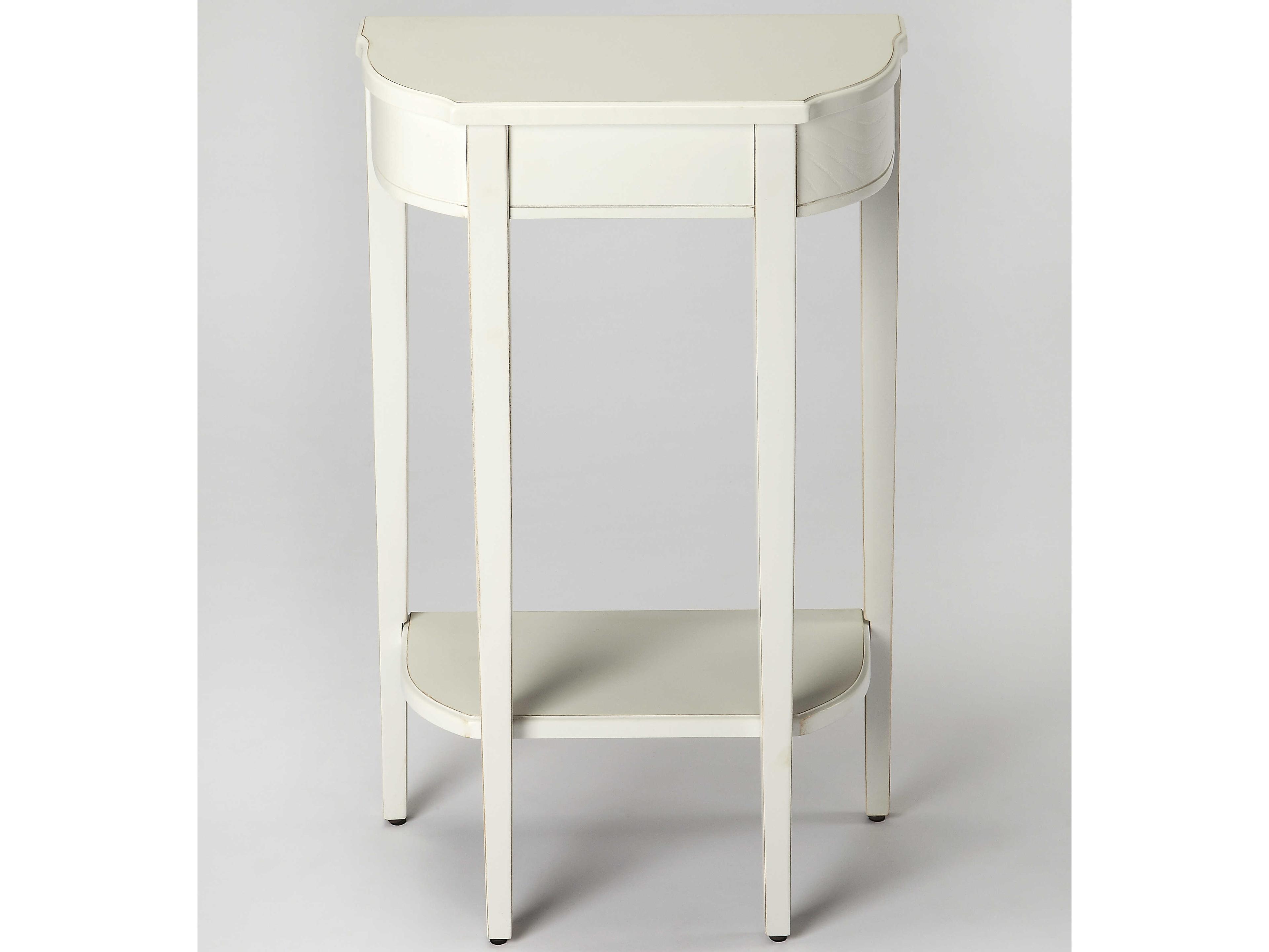 Butler Wendell Demilune Wood Cottage White Console Table