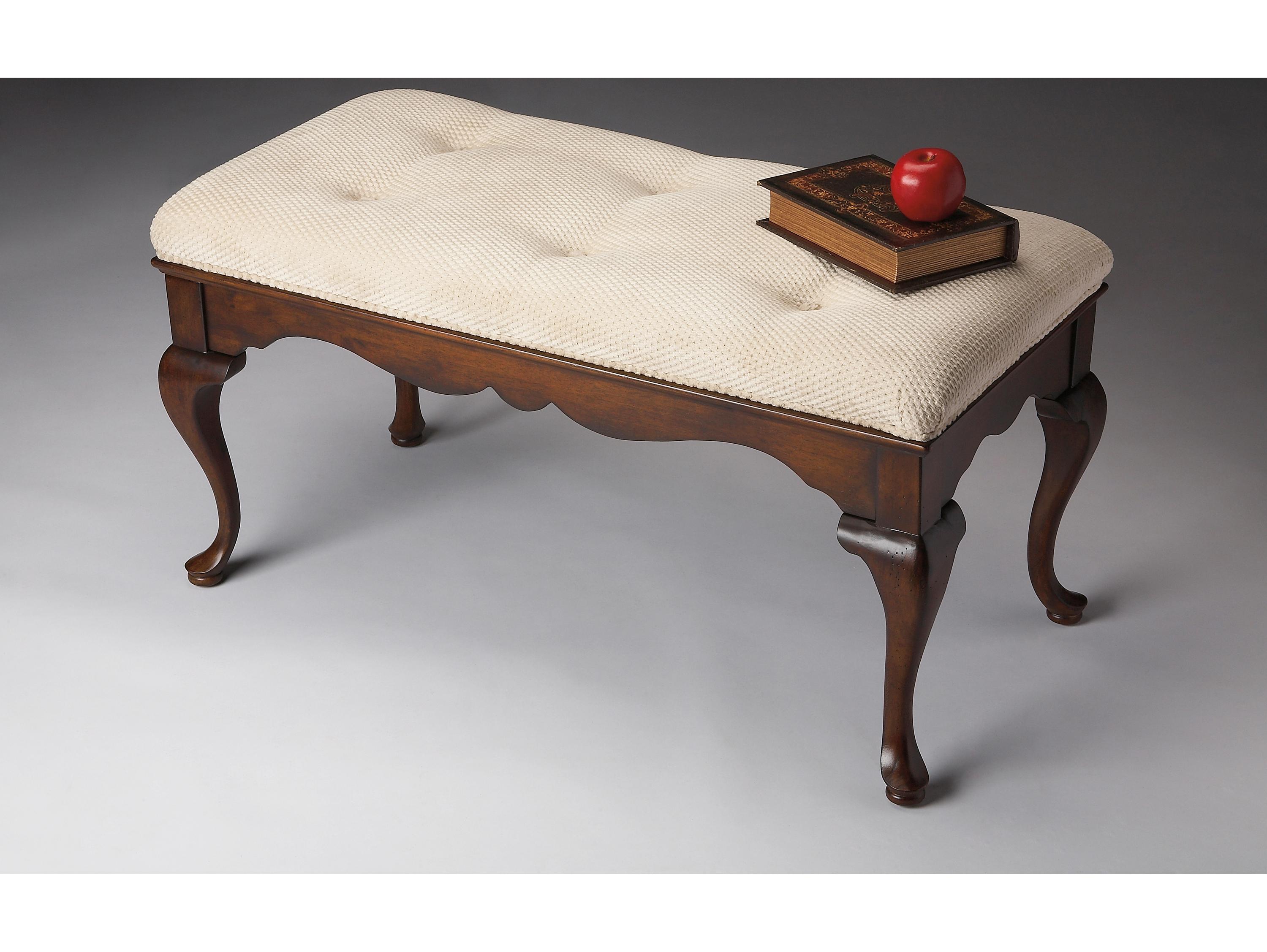 Butler Grace Cherry Brown Upholstered Accent Bench