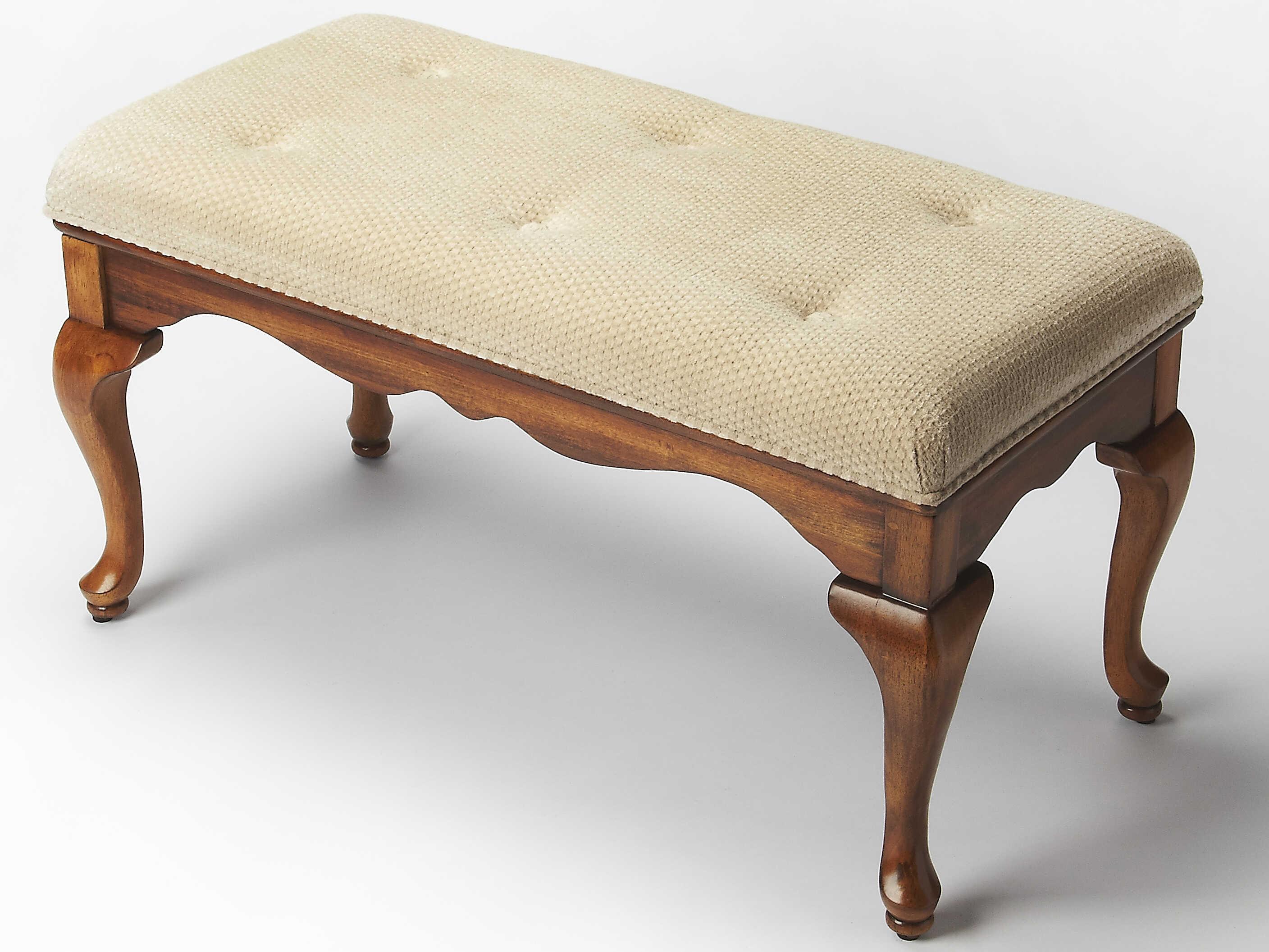 Butler Grace Olive Ash Brown Upholstered Accent Bench
