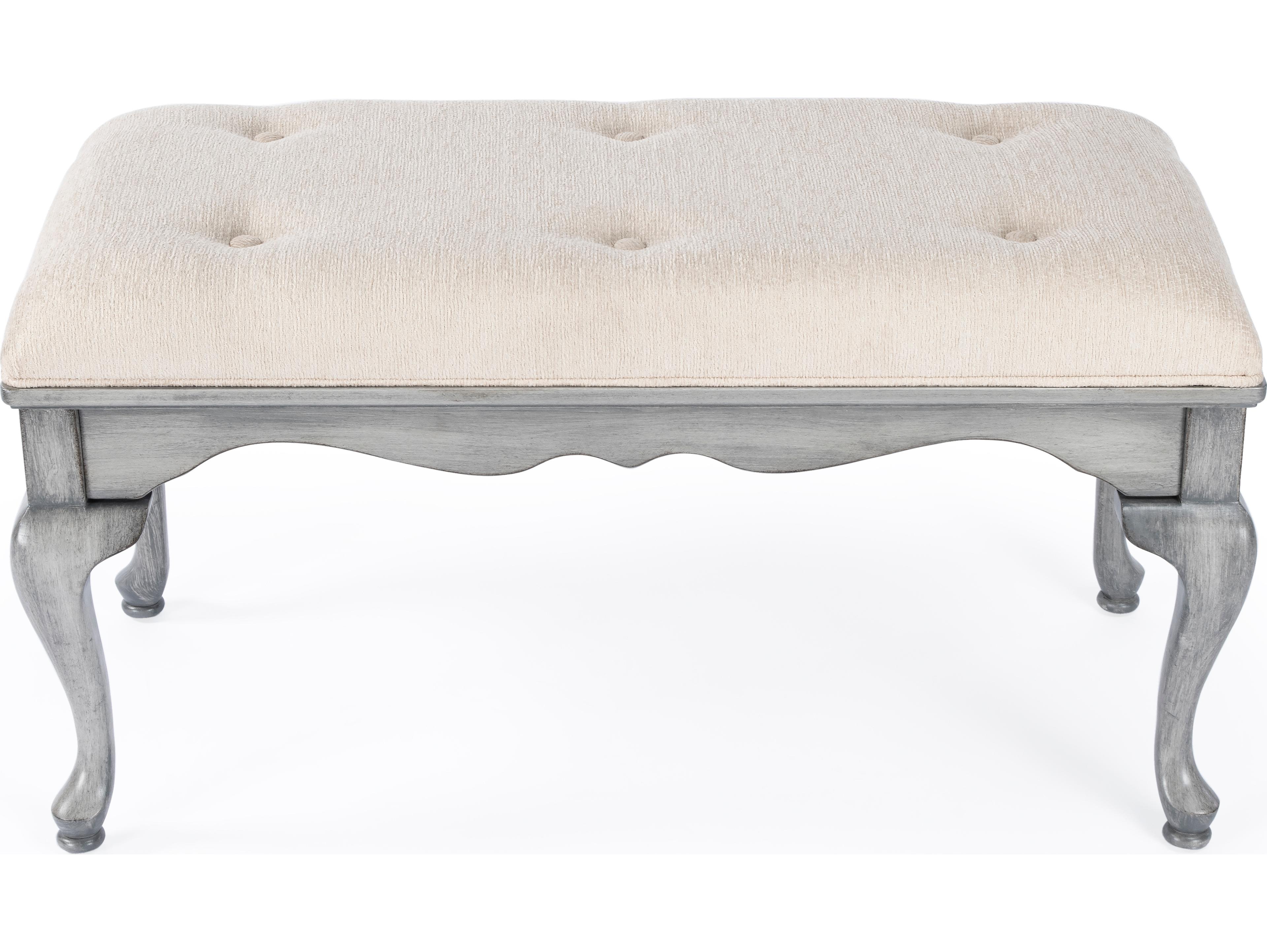 Butler Grace Powder Gray Upholstered Accent Bench