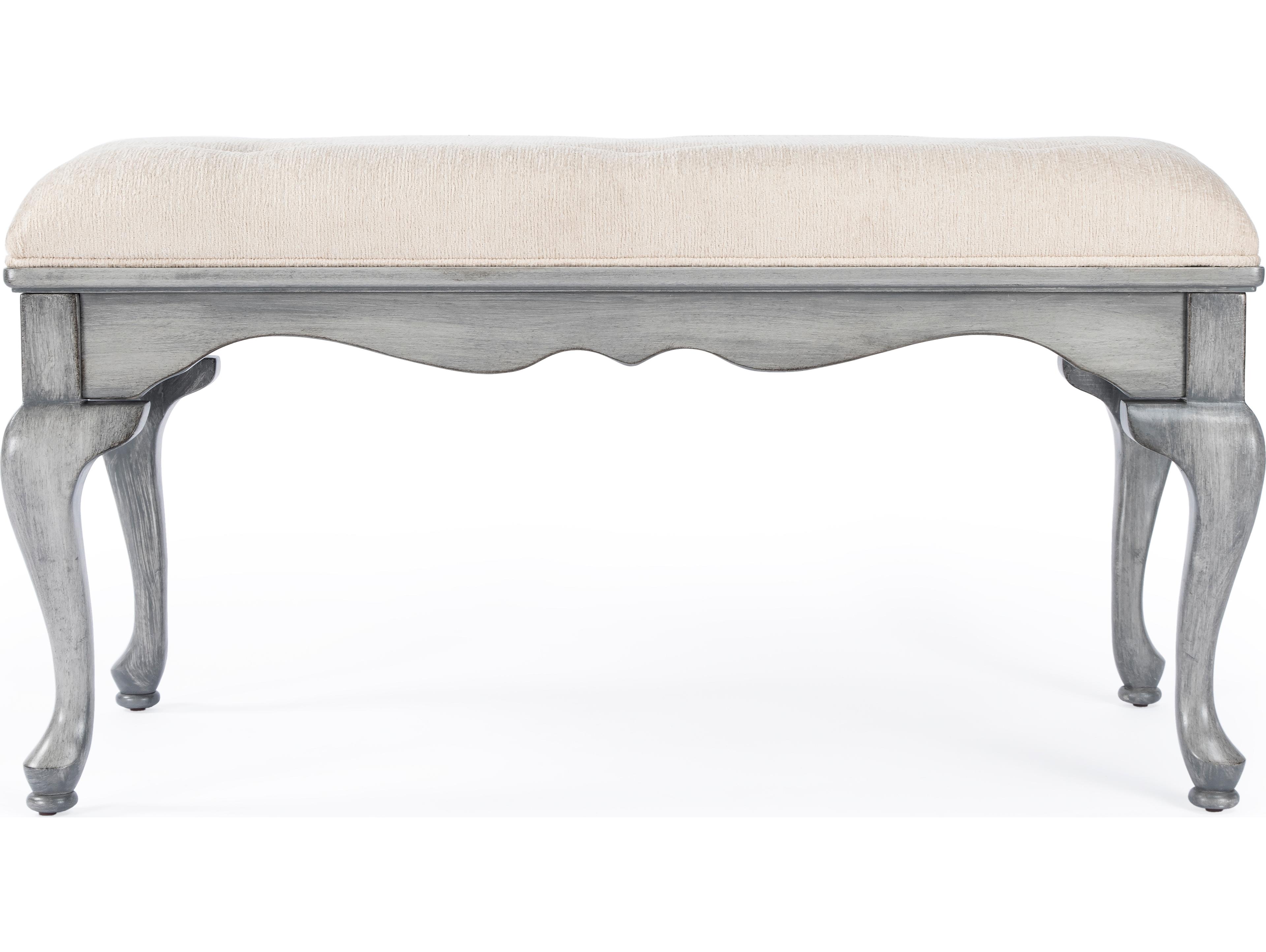 Butler Grace Powder Gray Upholstered Accent Bench