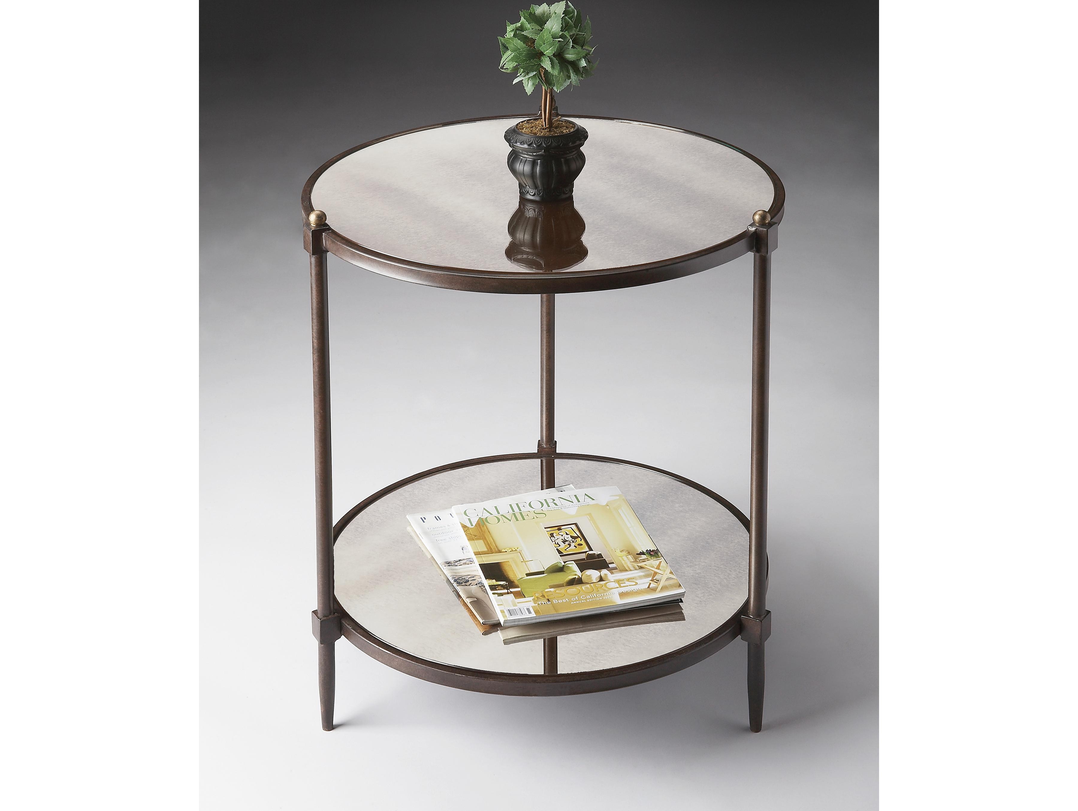 Butler Peninsula Round Mirror Metalworks End Table