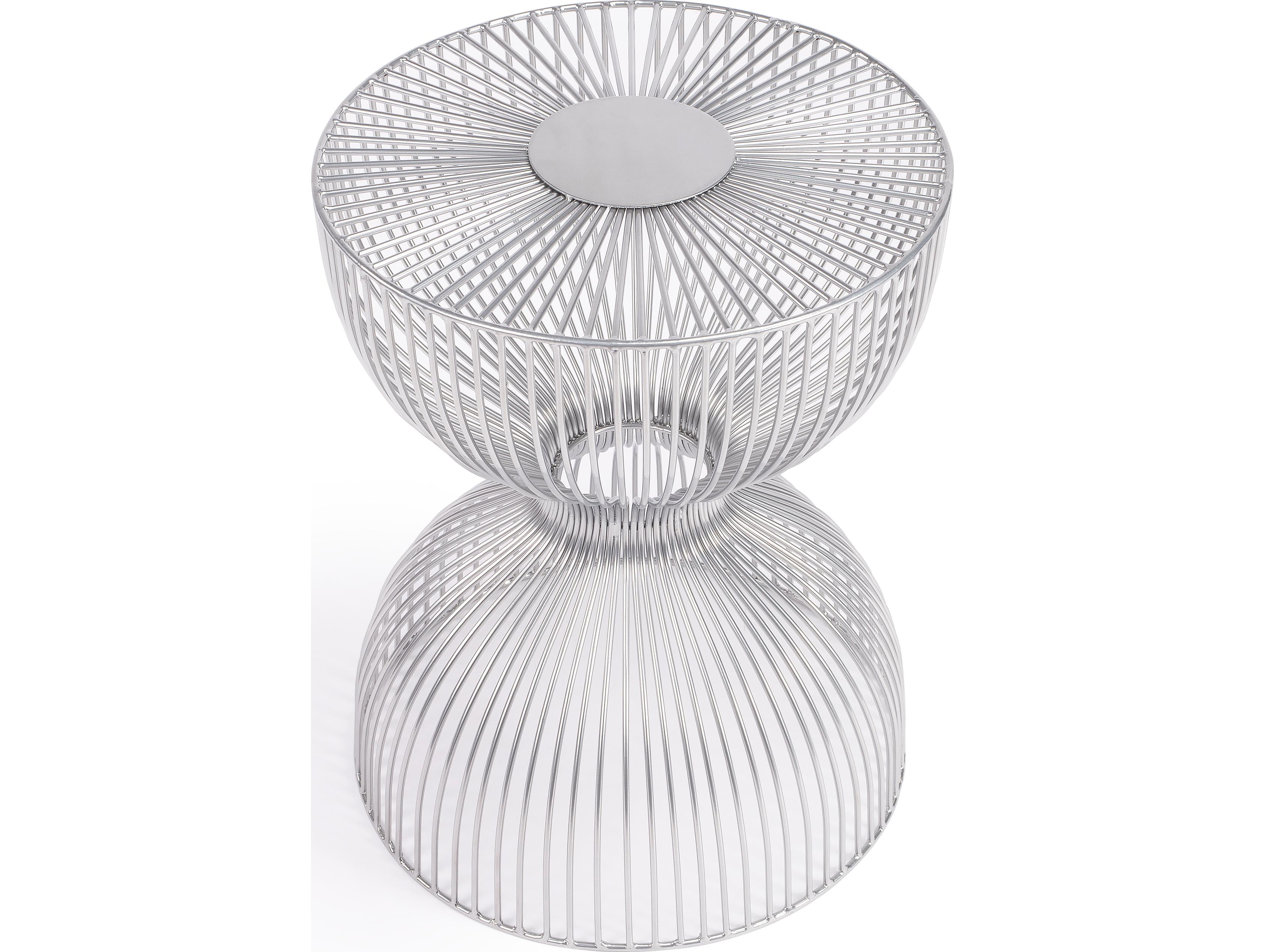 Butler Nicholas Round Metal Nickel Plated End Table