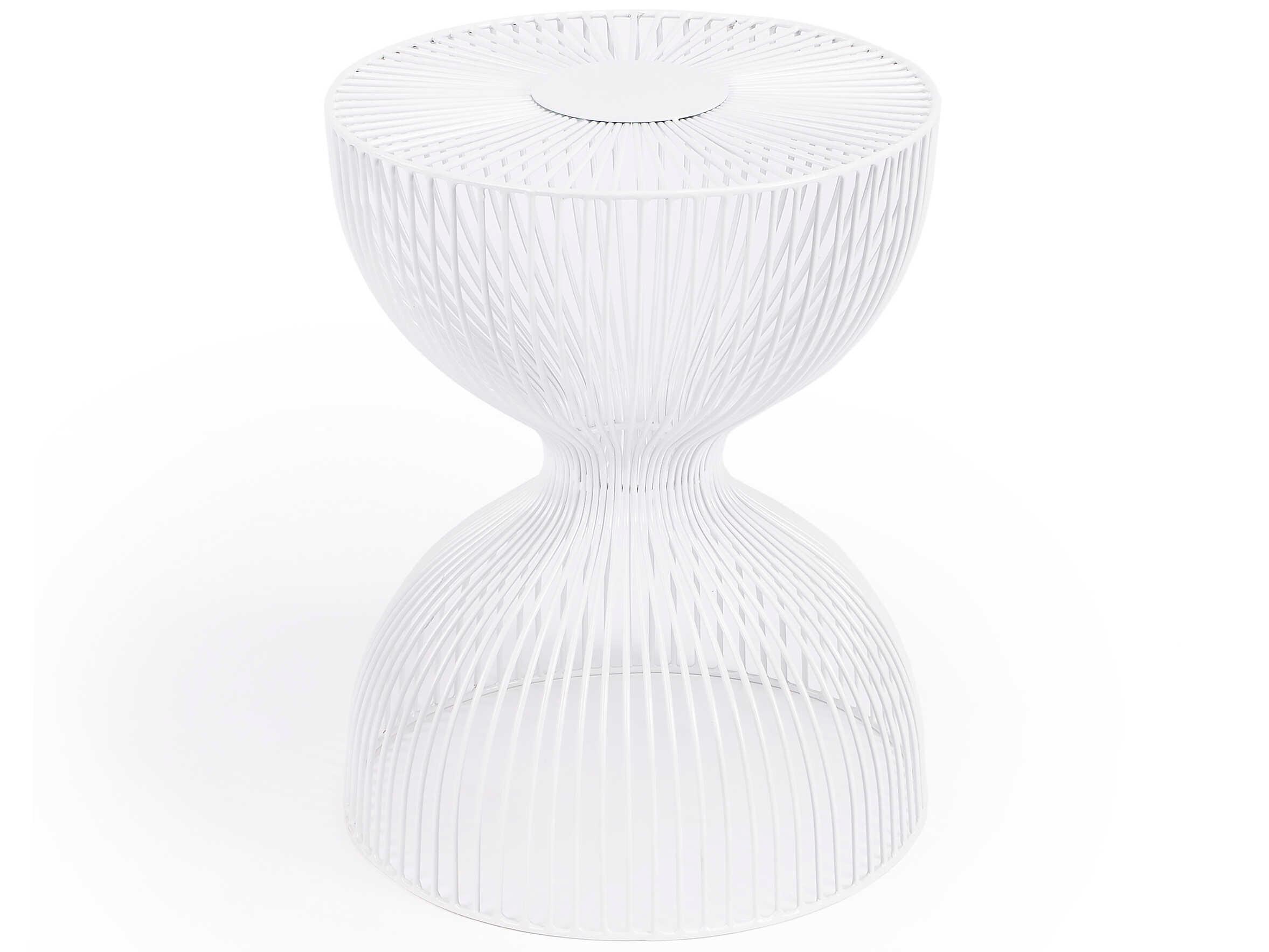 Butler Nicholas Round Metal White End Table