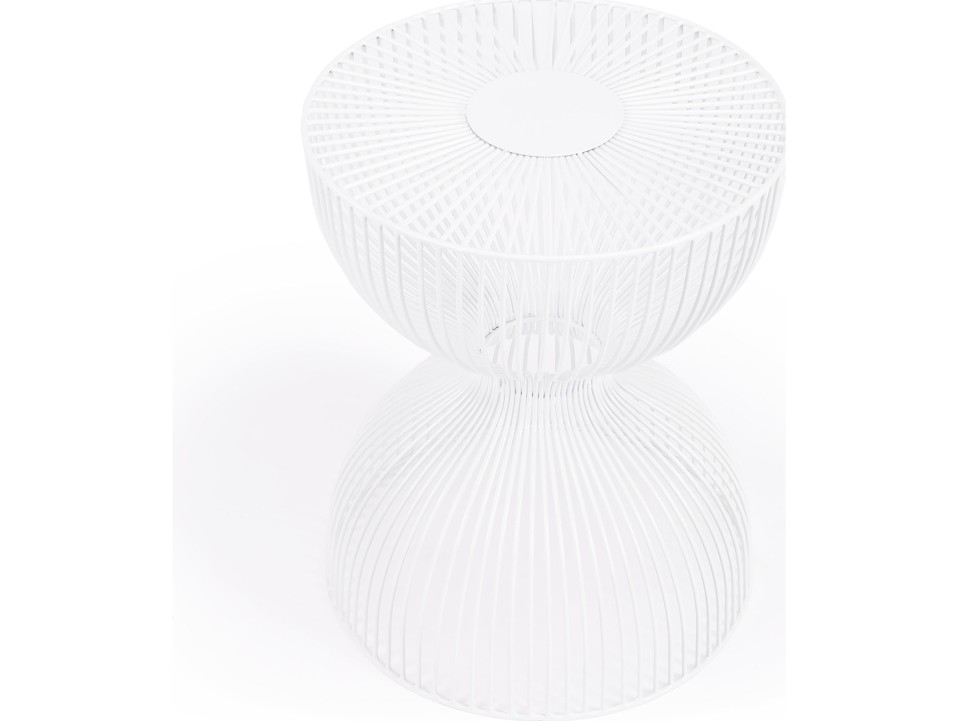 Butler Nicholas Round Metal White End Table