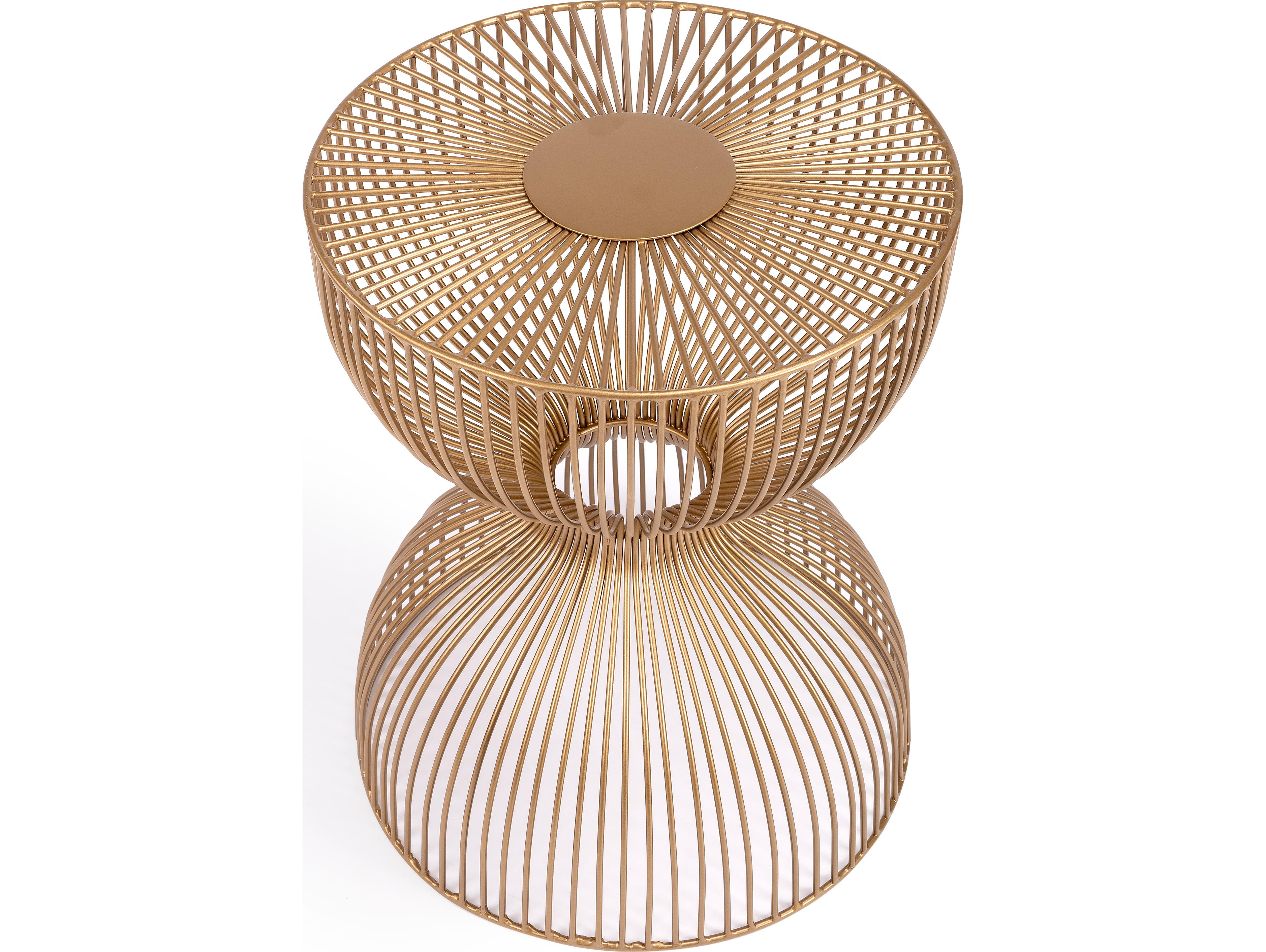 Butler Nicholas Round Metal Polished Gold End Table