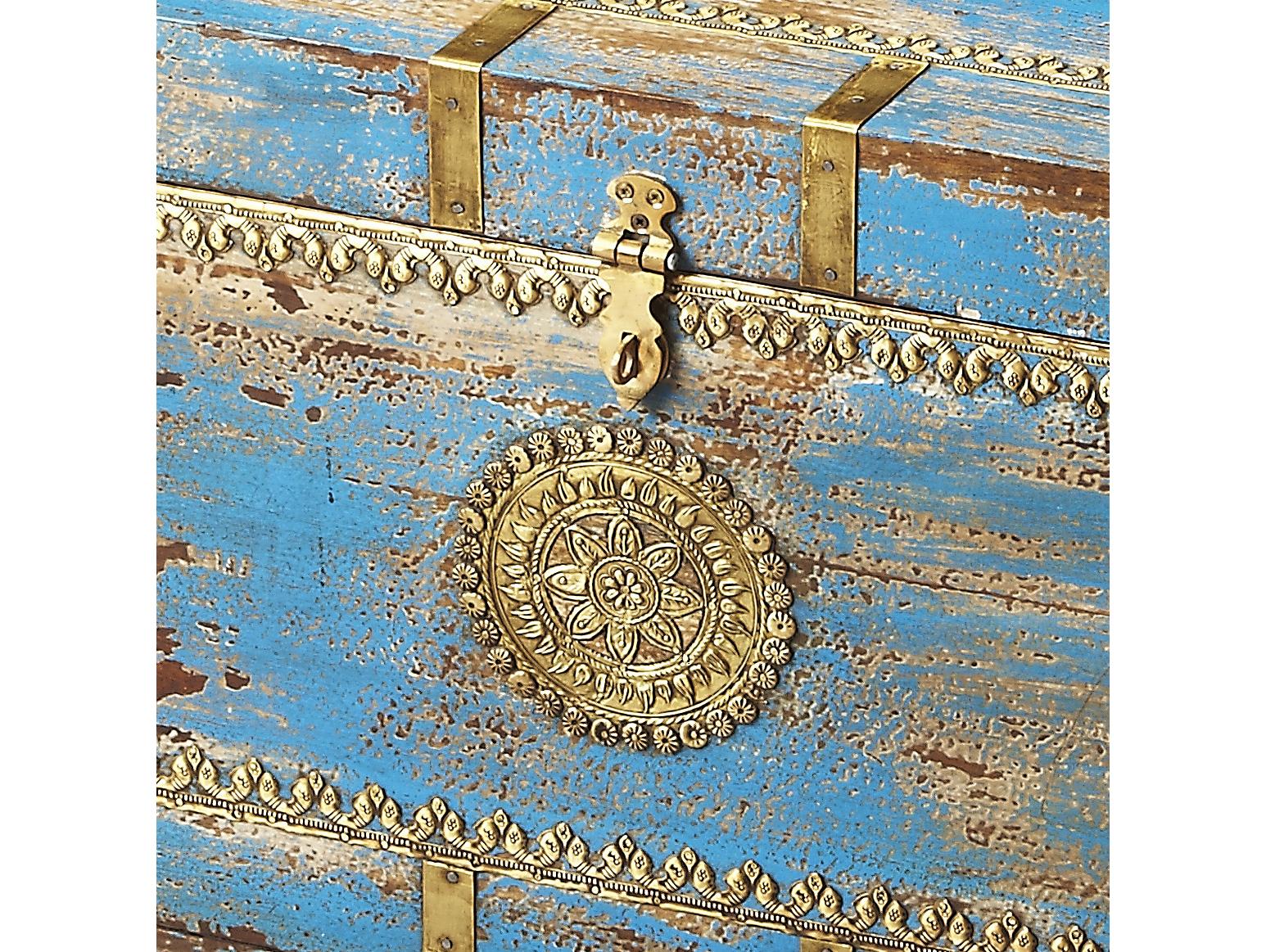 Butler Neela Artifacts Blue Mango Wood Storage Trunk