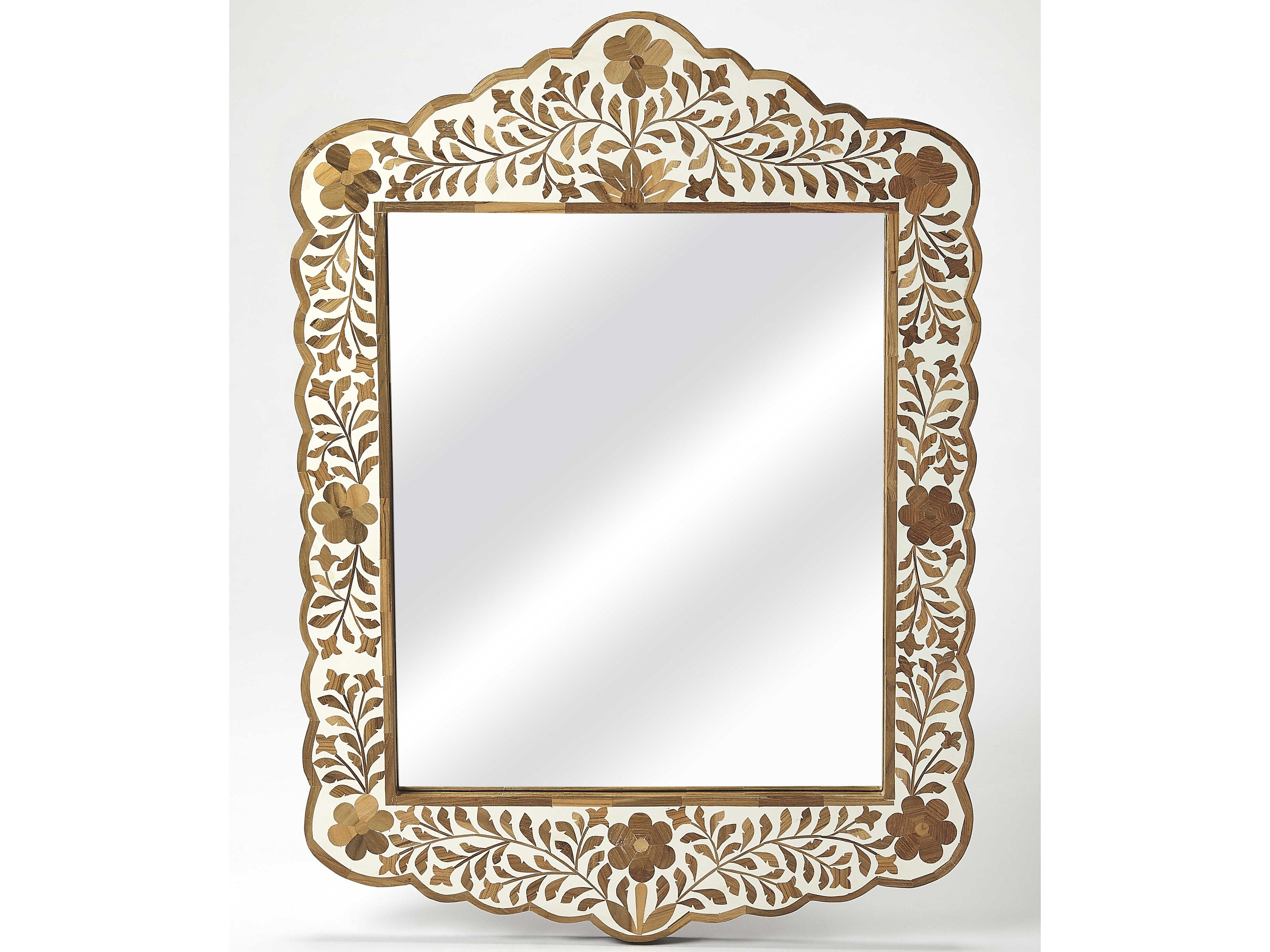 Butler Vivienne Wood & Bone Inlay Rectangular Wall Mirror