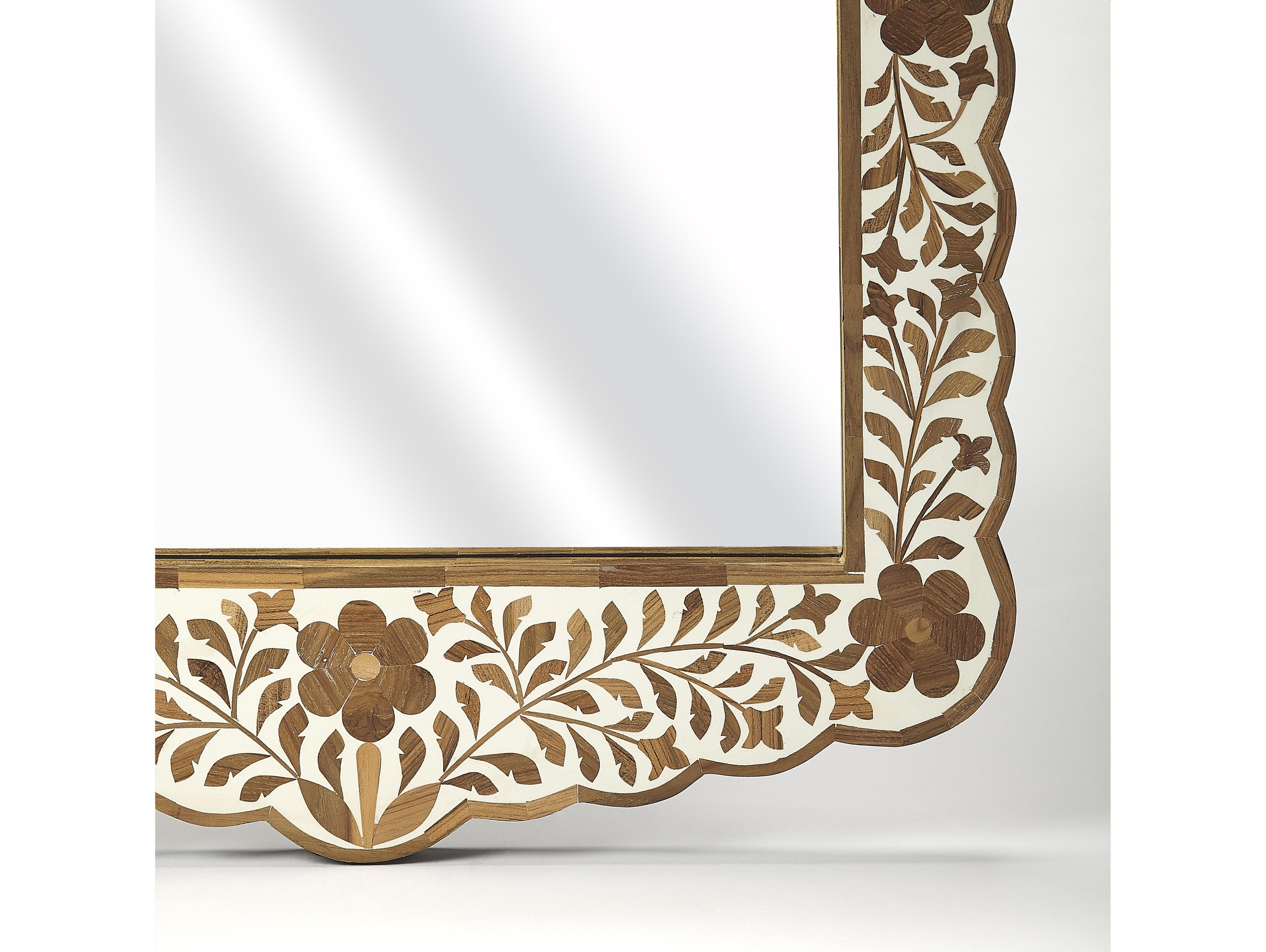 Butler Vivienne Wood & Bone Inlay Rectangular Wall Mirror