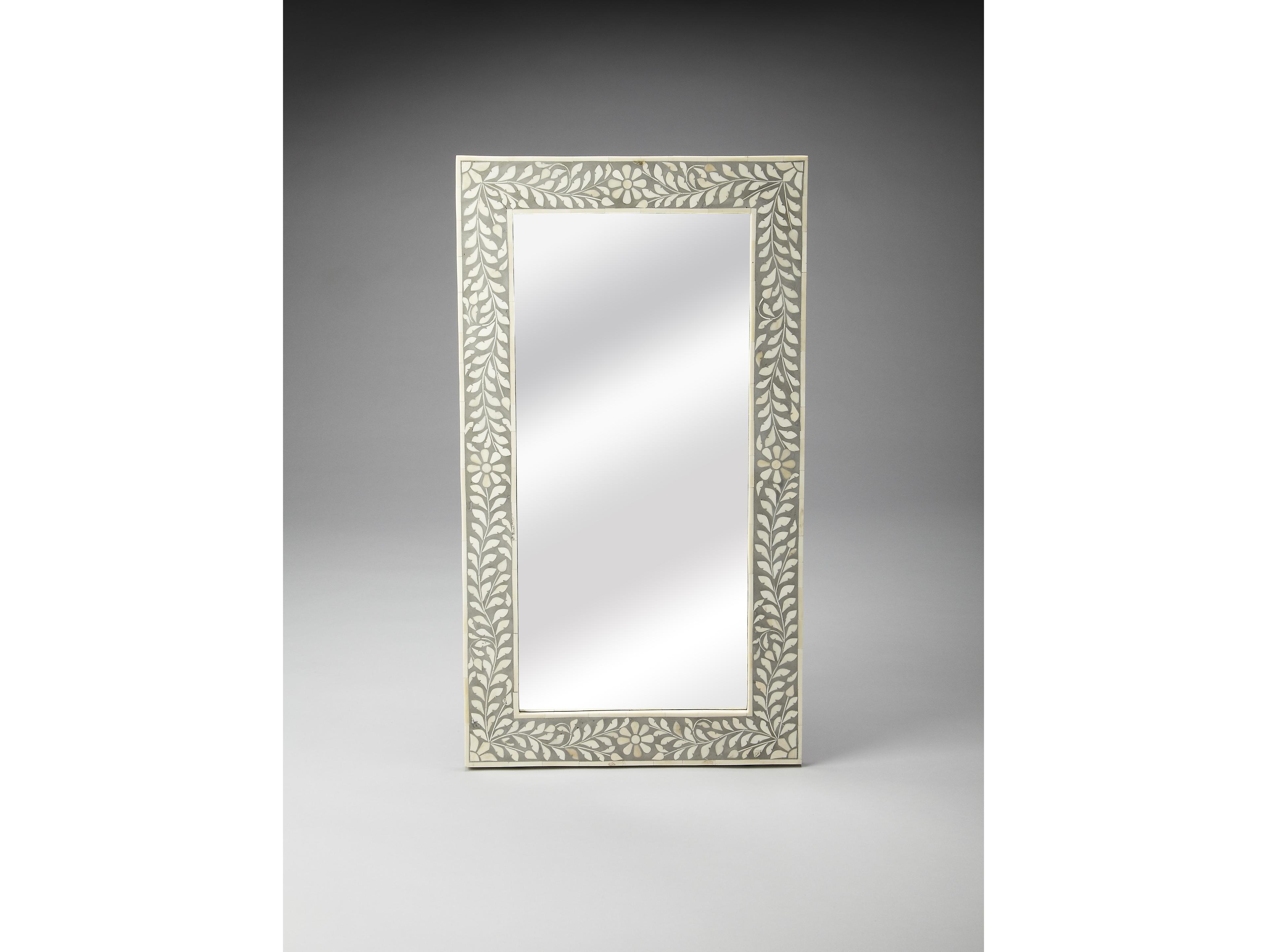 Butler Vivienne Gray Bone Inlay Rectangular Wall Mirror
