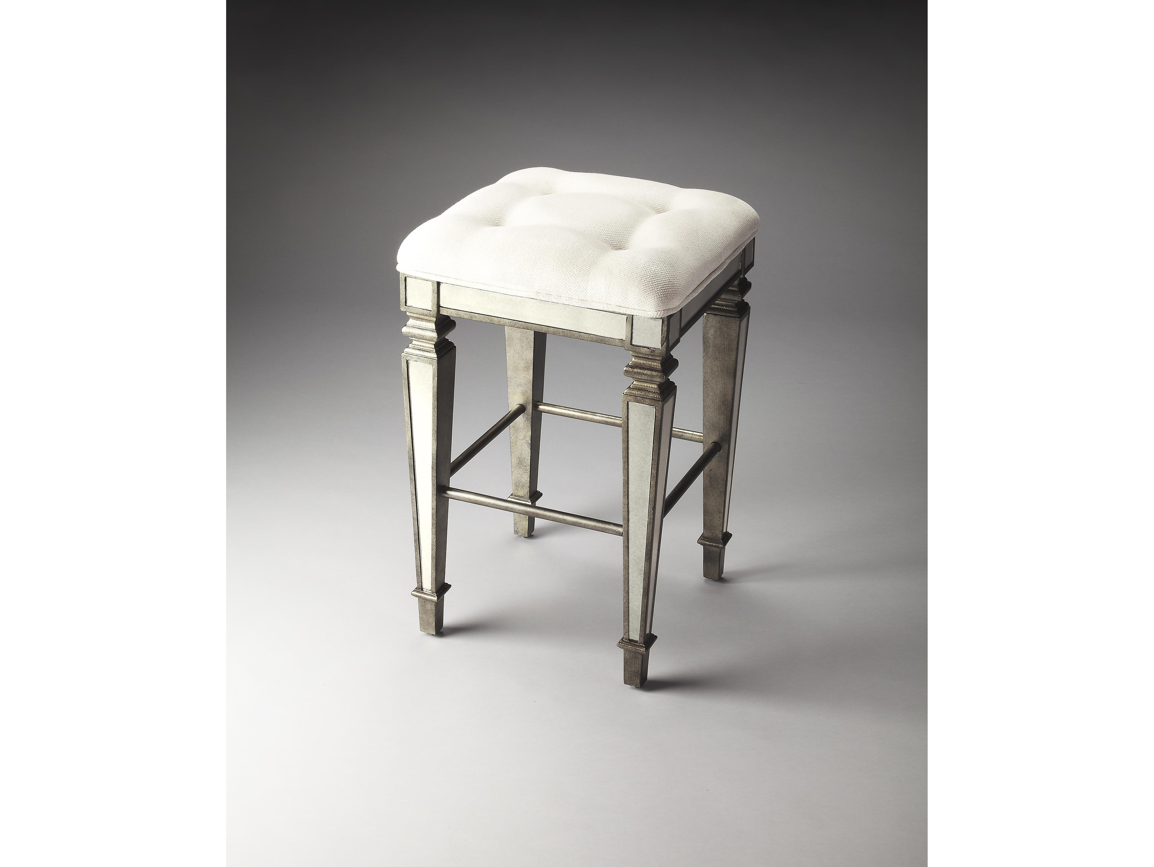 Butler Celeste Mirror Upholstered Poplar Wood Bar Stool