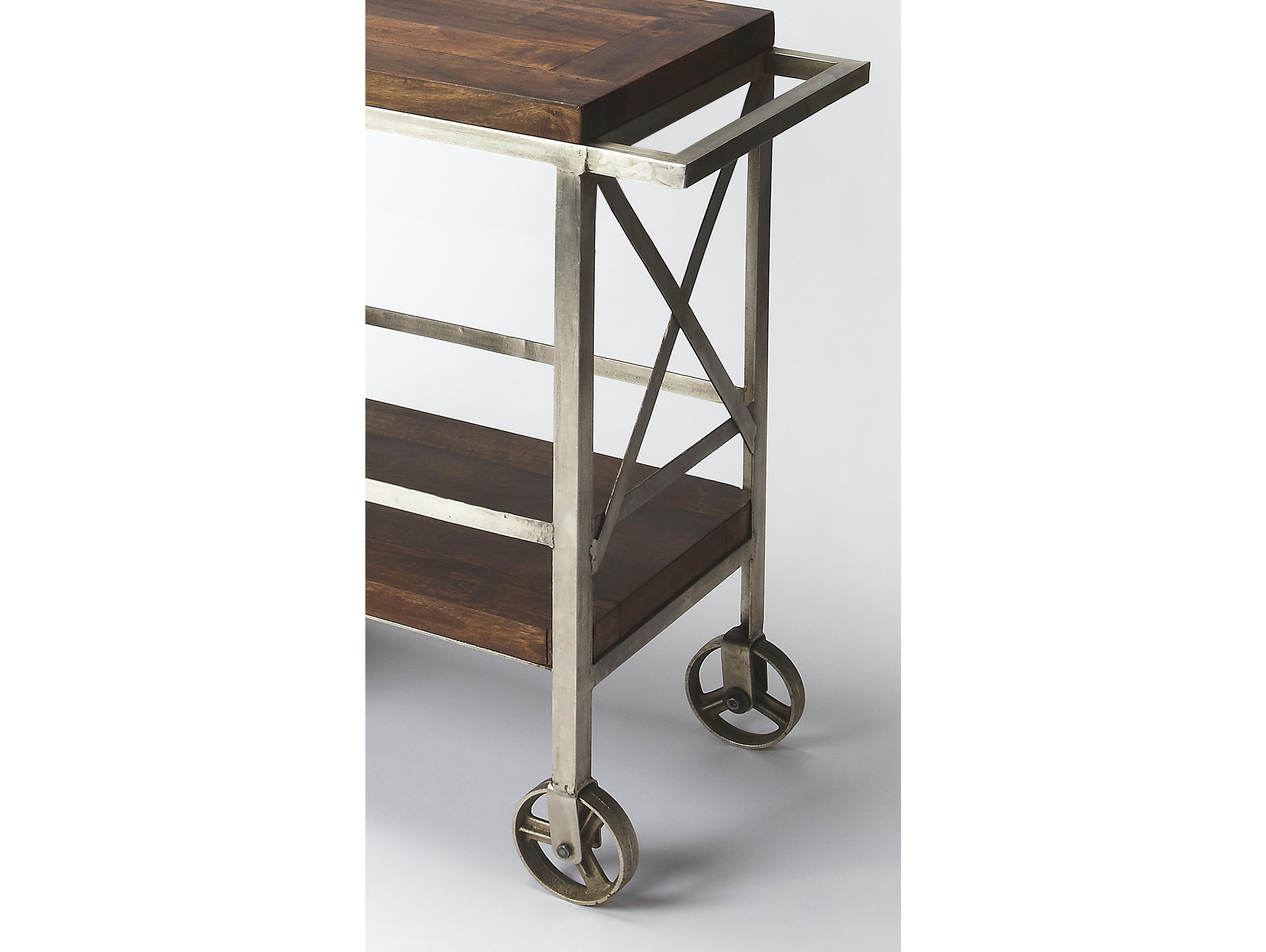 Butler Merrill Wood Brown Industrial Chic Bar Cart