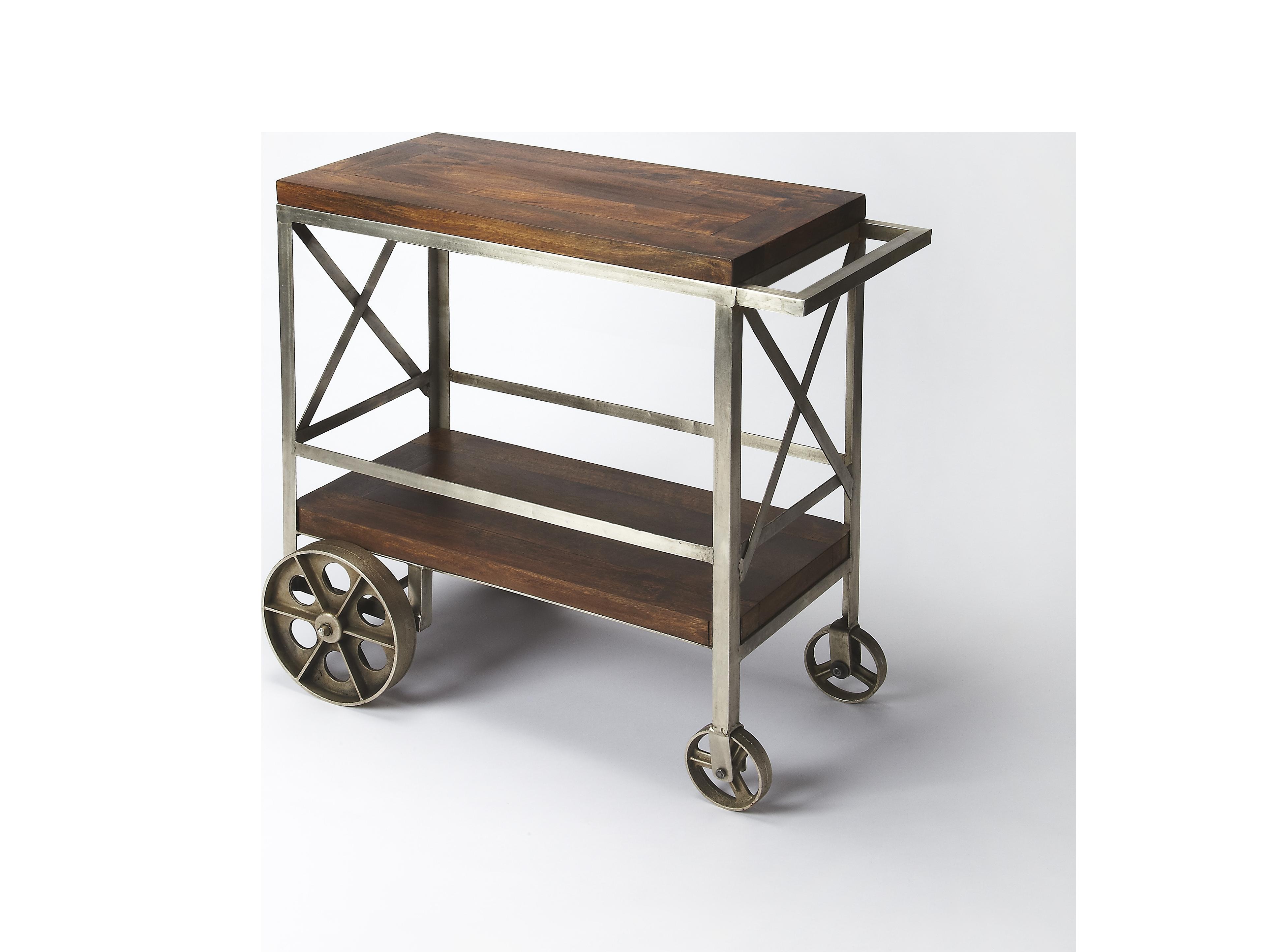 Butler Merrill Wood Brown Industrial Chic Bar Cart