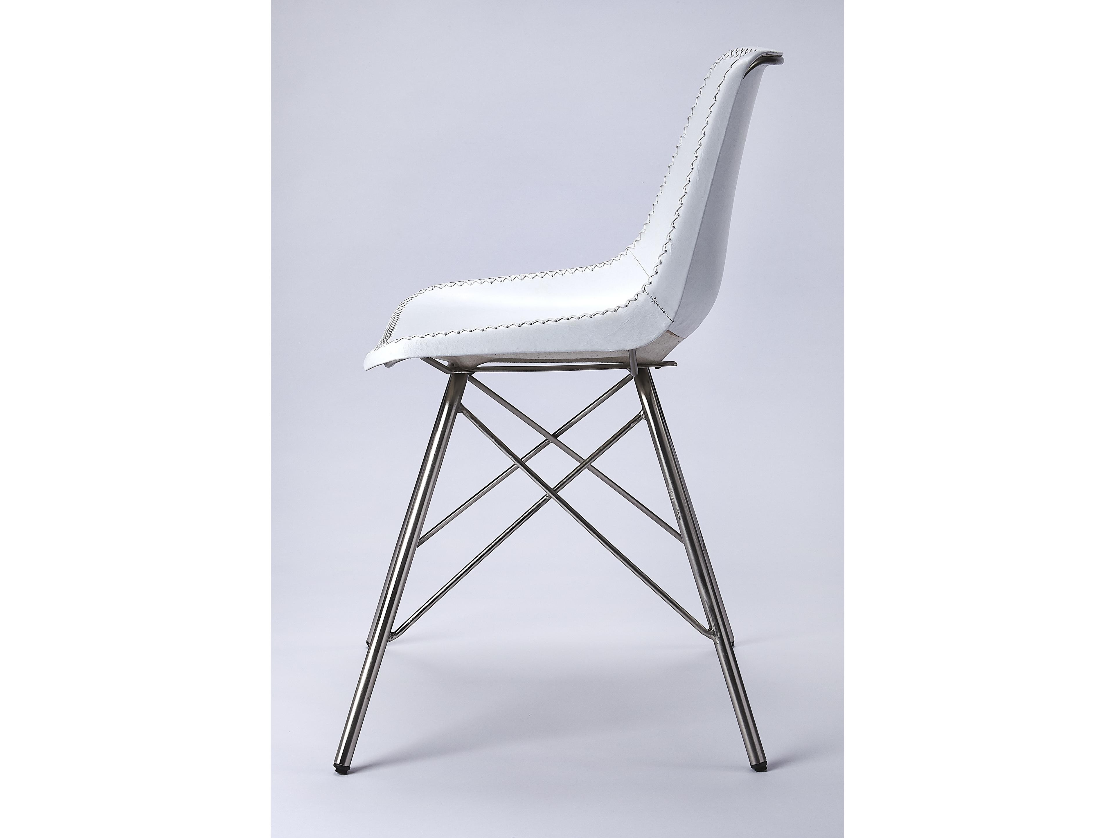 Butler Inland White Leather Armless Dining Chair